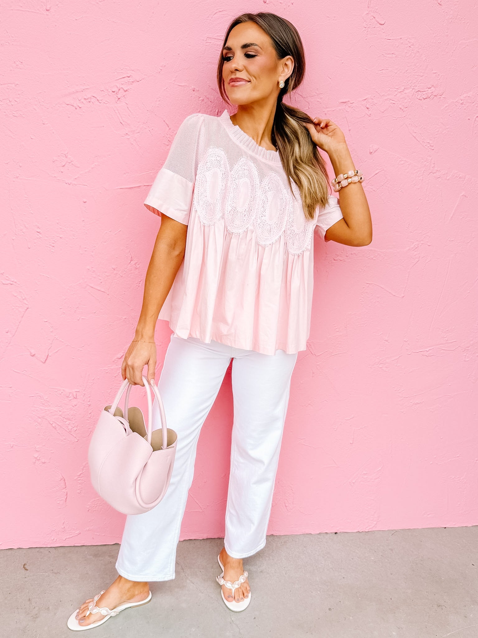 Frances Mesh Applique Top