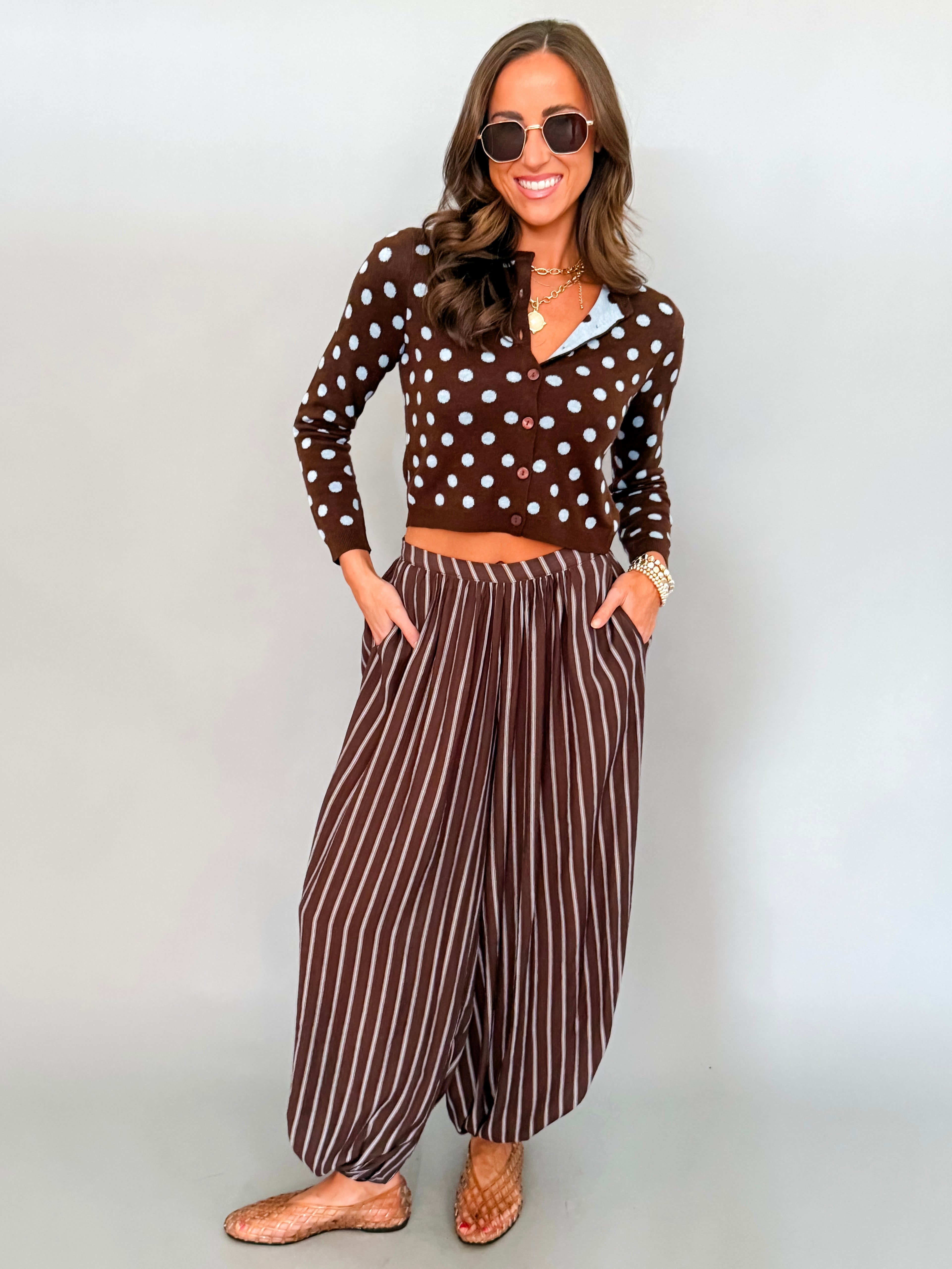 Francine Polka Dot Cropped Cardigan