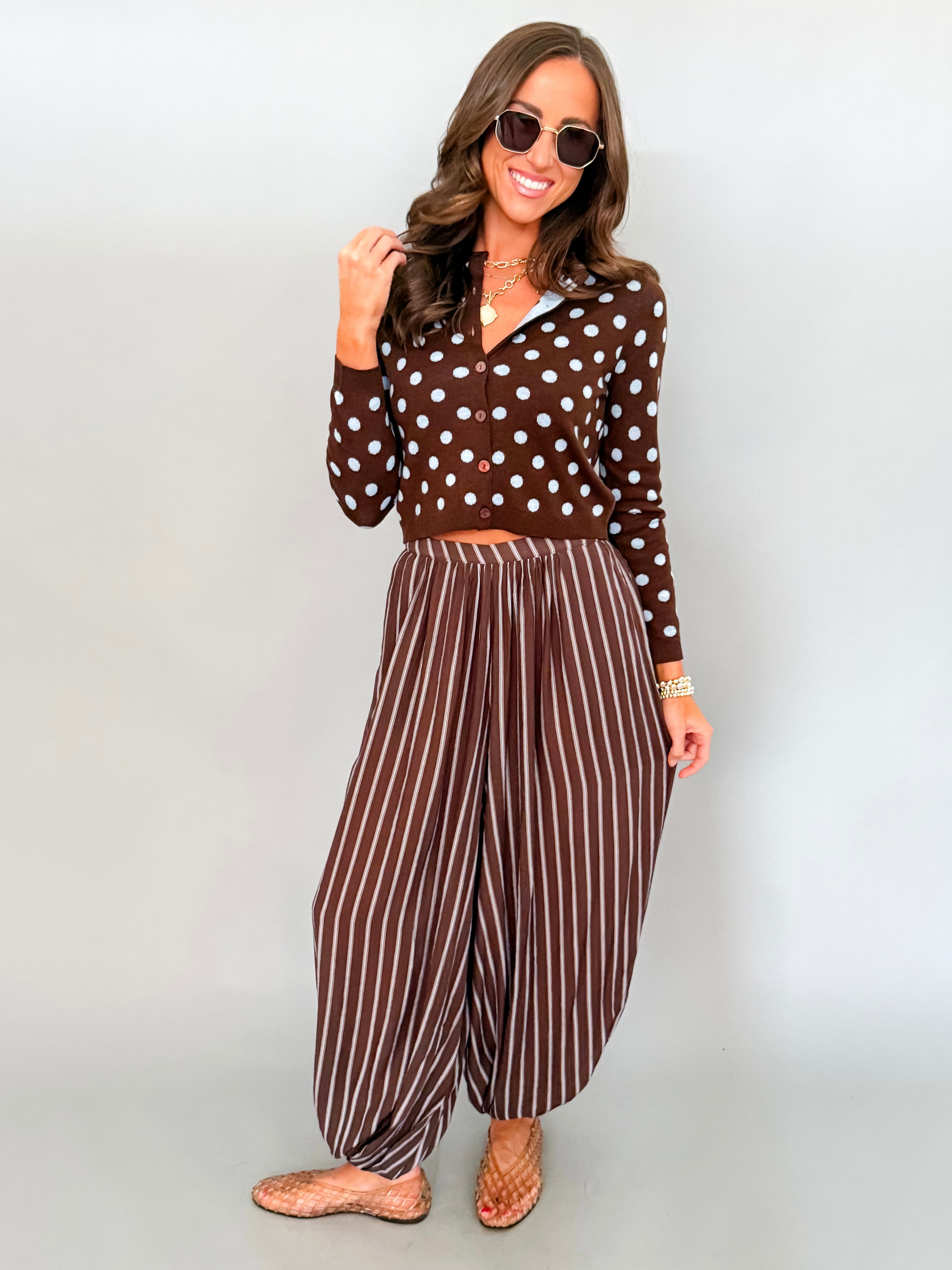 Francine Polka Dot Cropped Cardigan