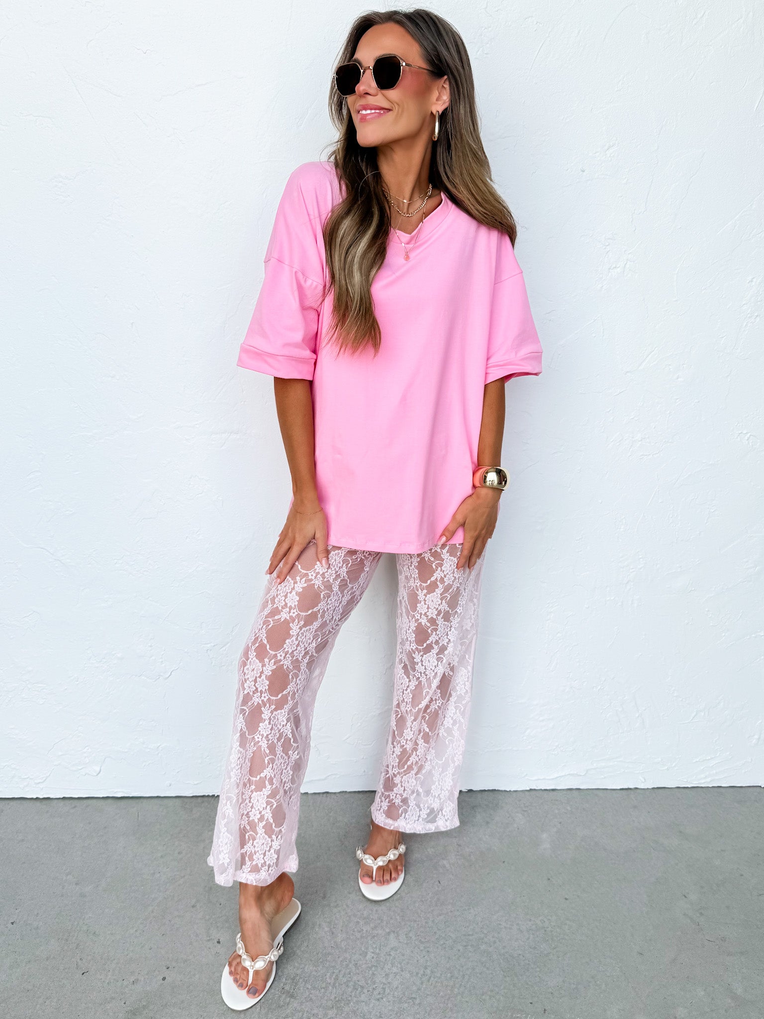 Frankie Pink Cotton Boyfriend Tee - Made in USA