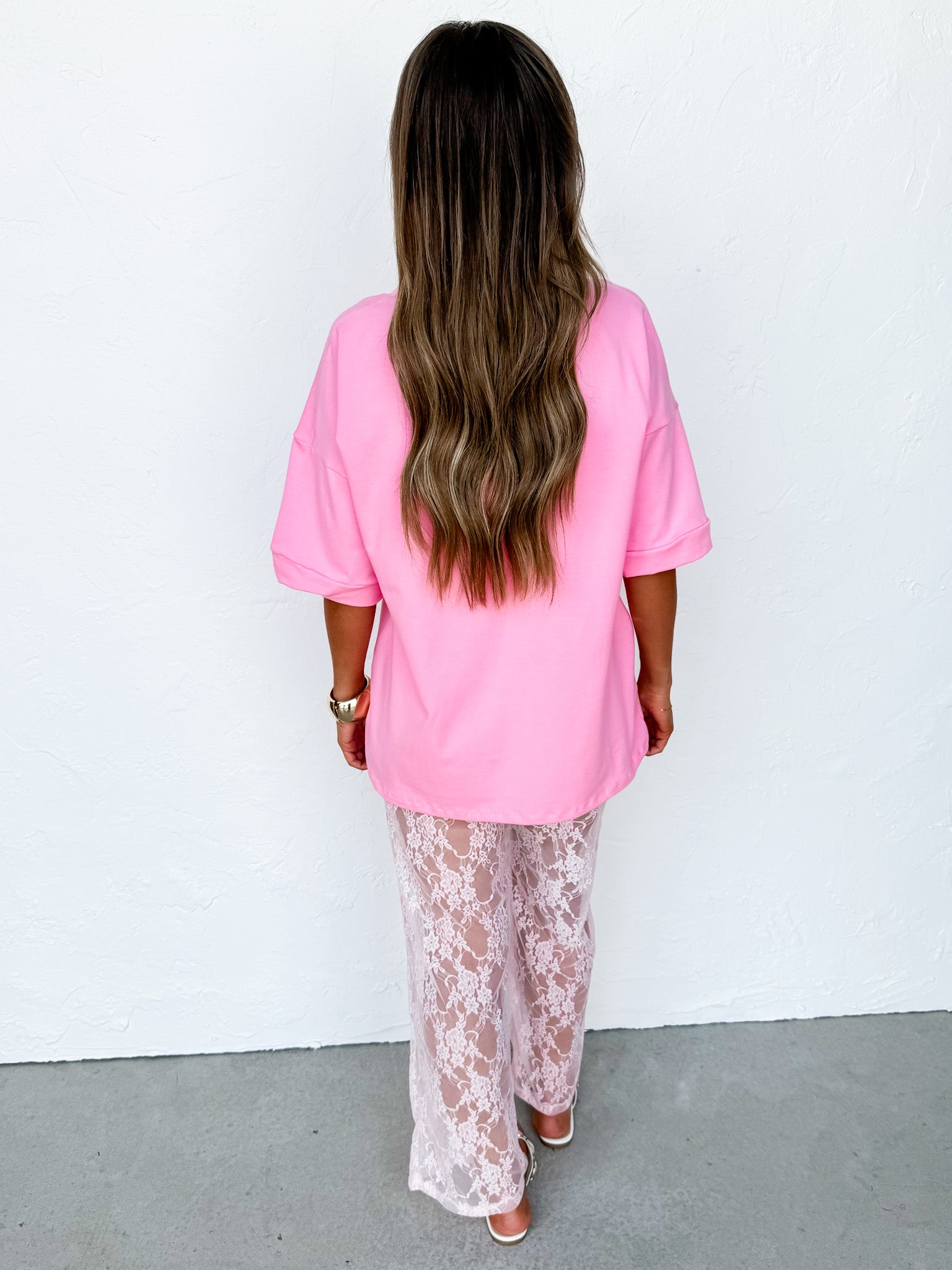 Frankie Pink Cotton Boyfriend Tee - Made in USA