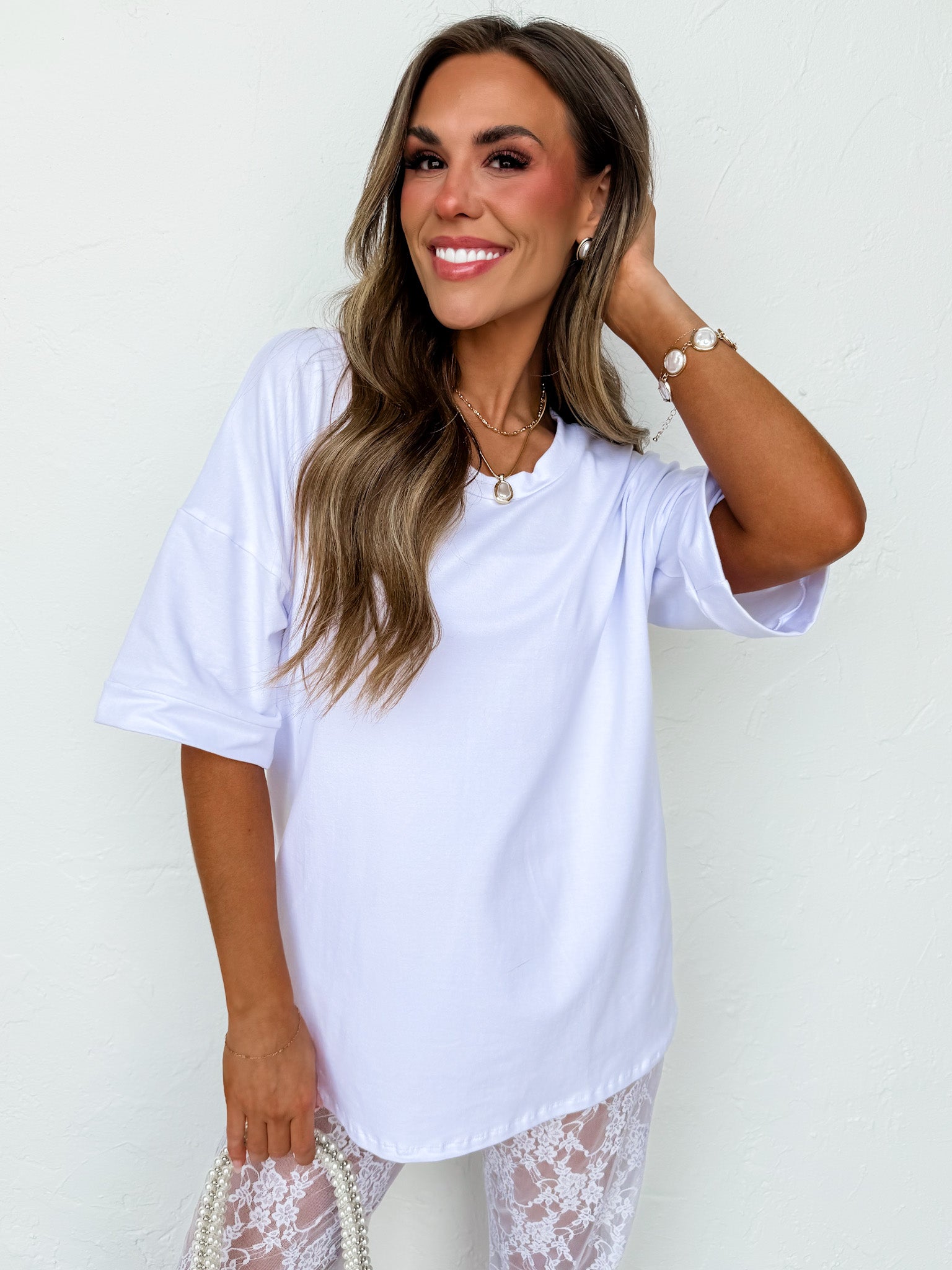 Frankie White Cotton Boyfriend Tee - Made in USA