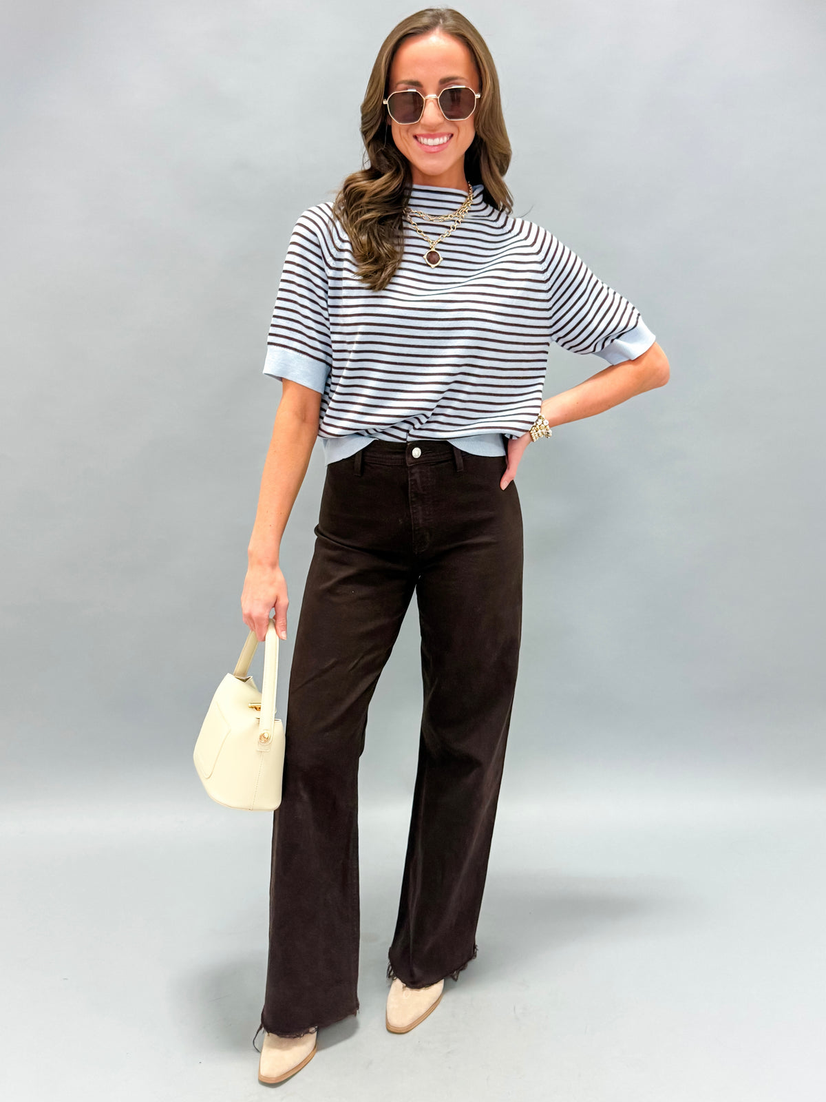 Gabriella Striped Short Sleeve Sweater