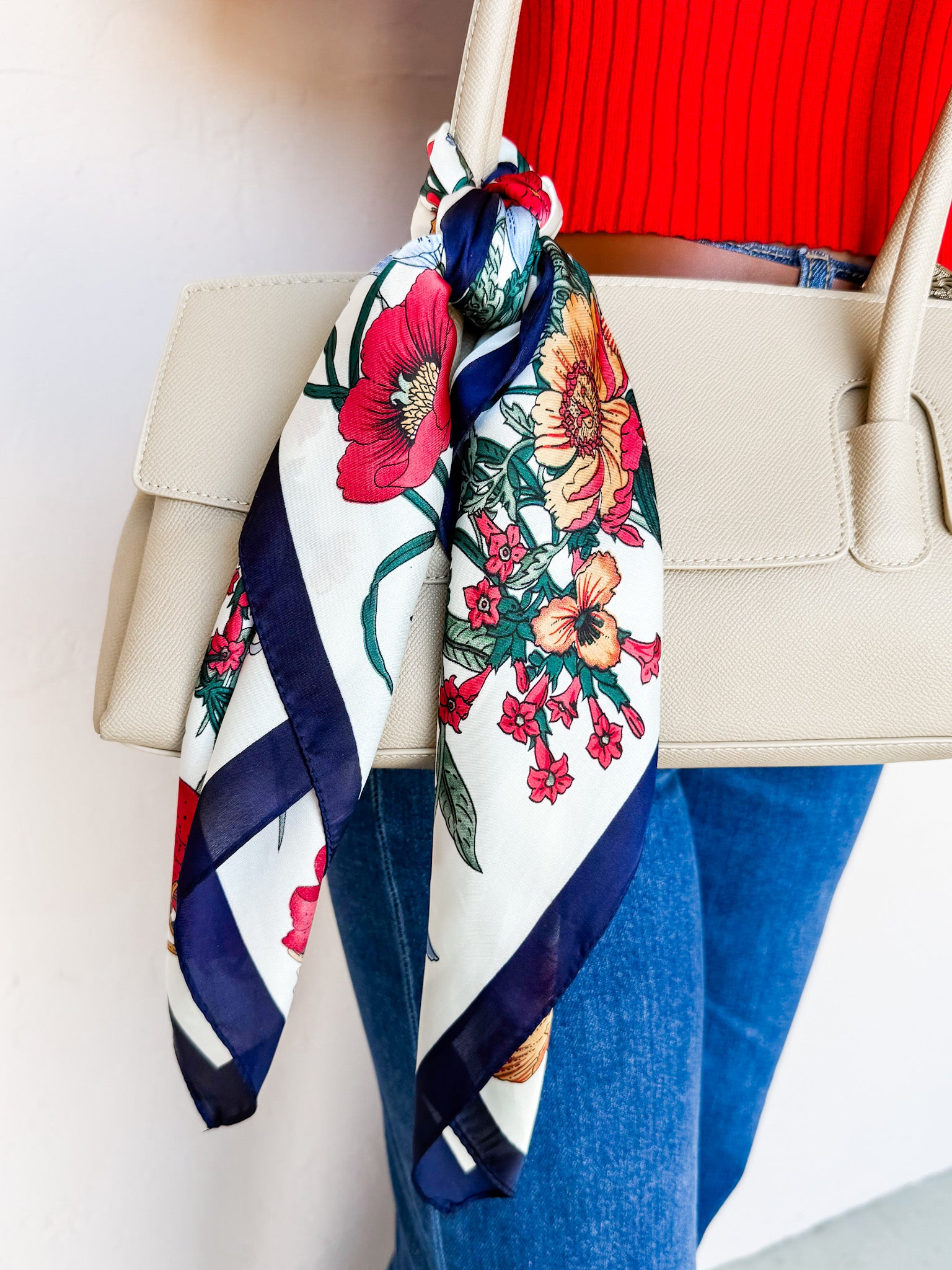 Garden Babe Floral Print Scarf-Off White