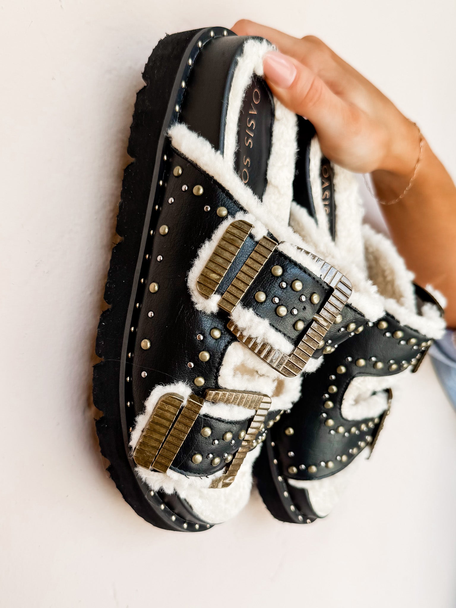 Gaylen Double Buckle Slides-Black