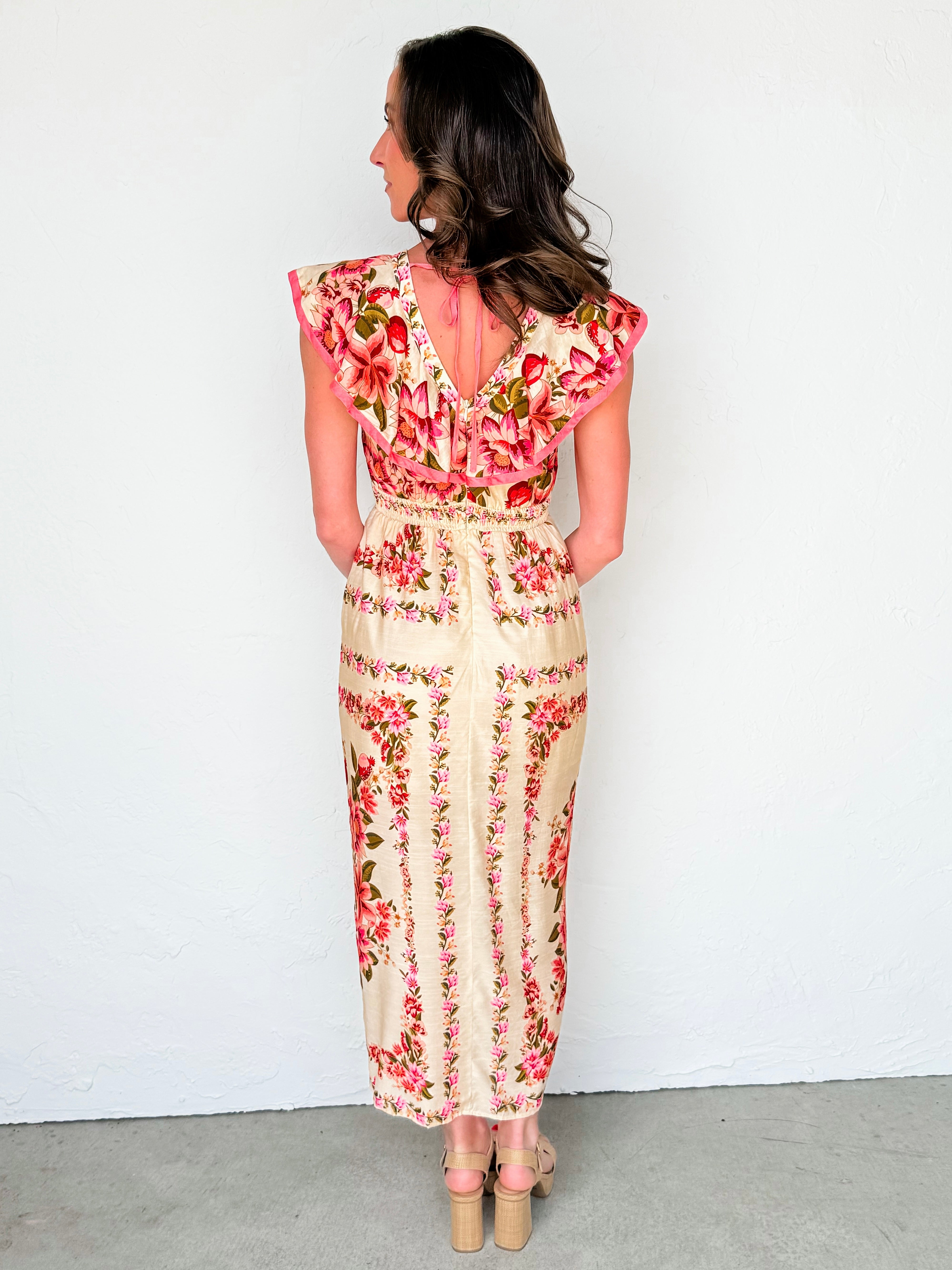 Gemma Floral Print Ruffle Maxi Dress