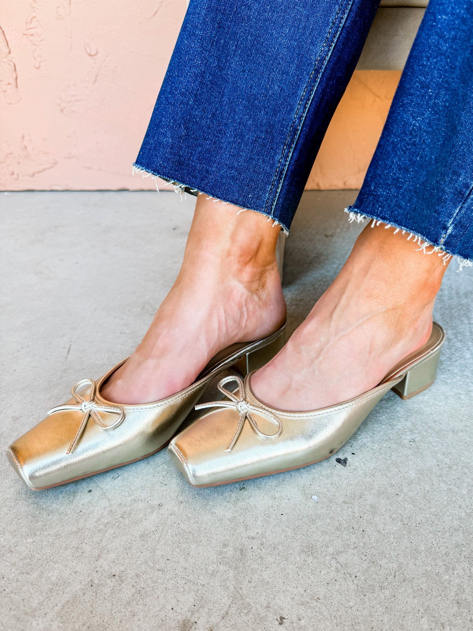 Geneva Heeled Mule-Gold