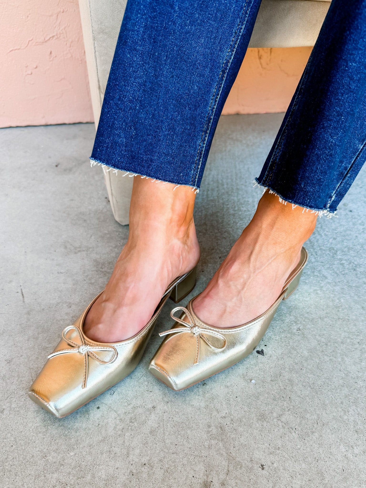 Geneva Heeled Mule-Gold
