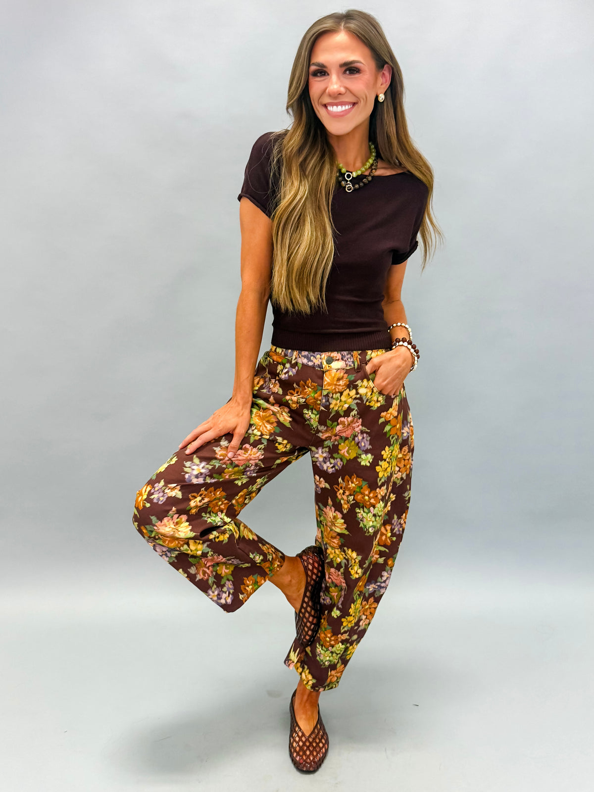 Giada Floral Print Barrel Pants