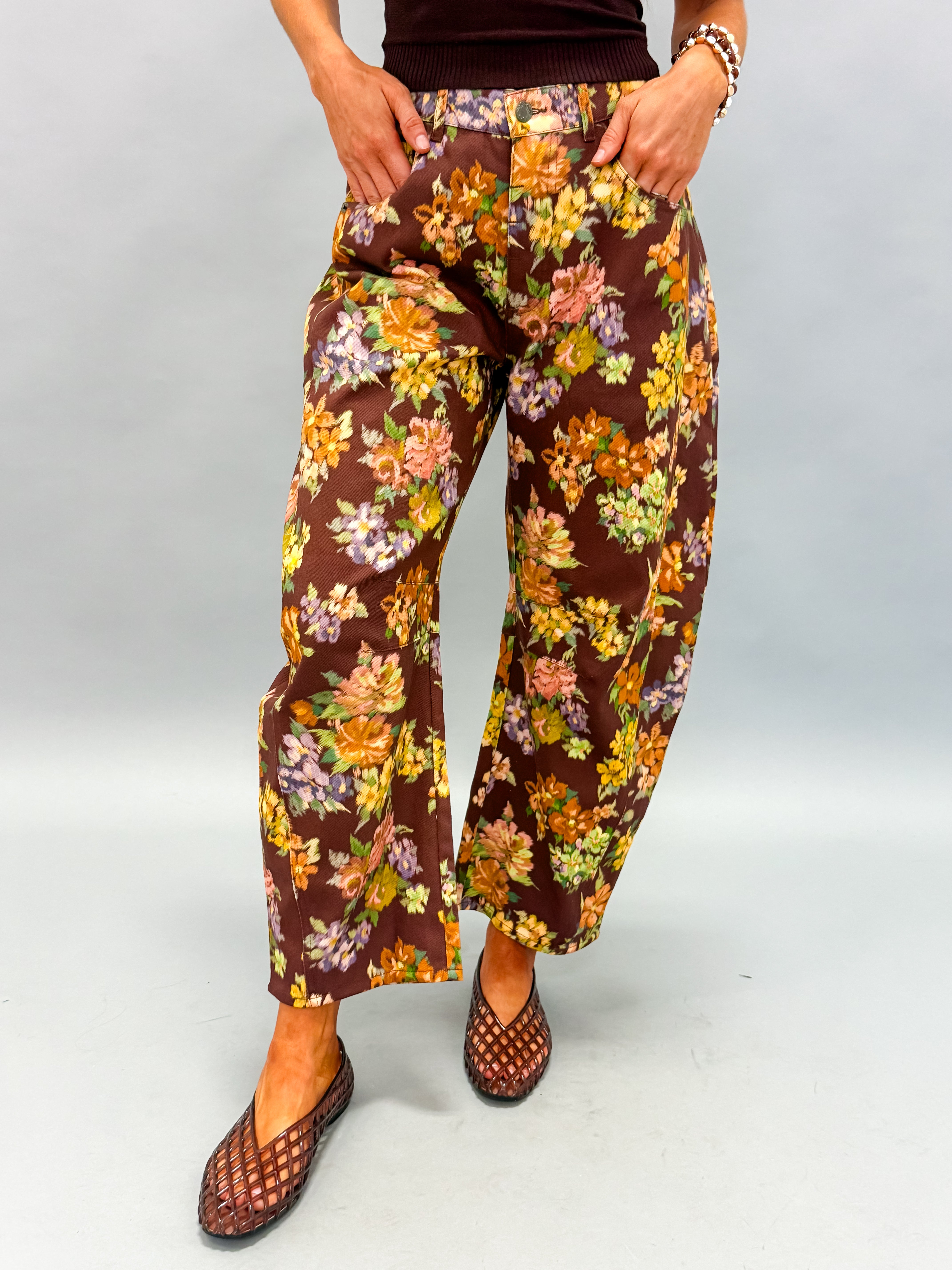 Giada Floral Print Barrel Pants