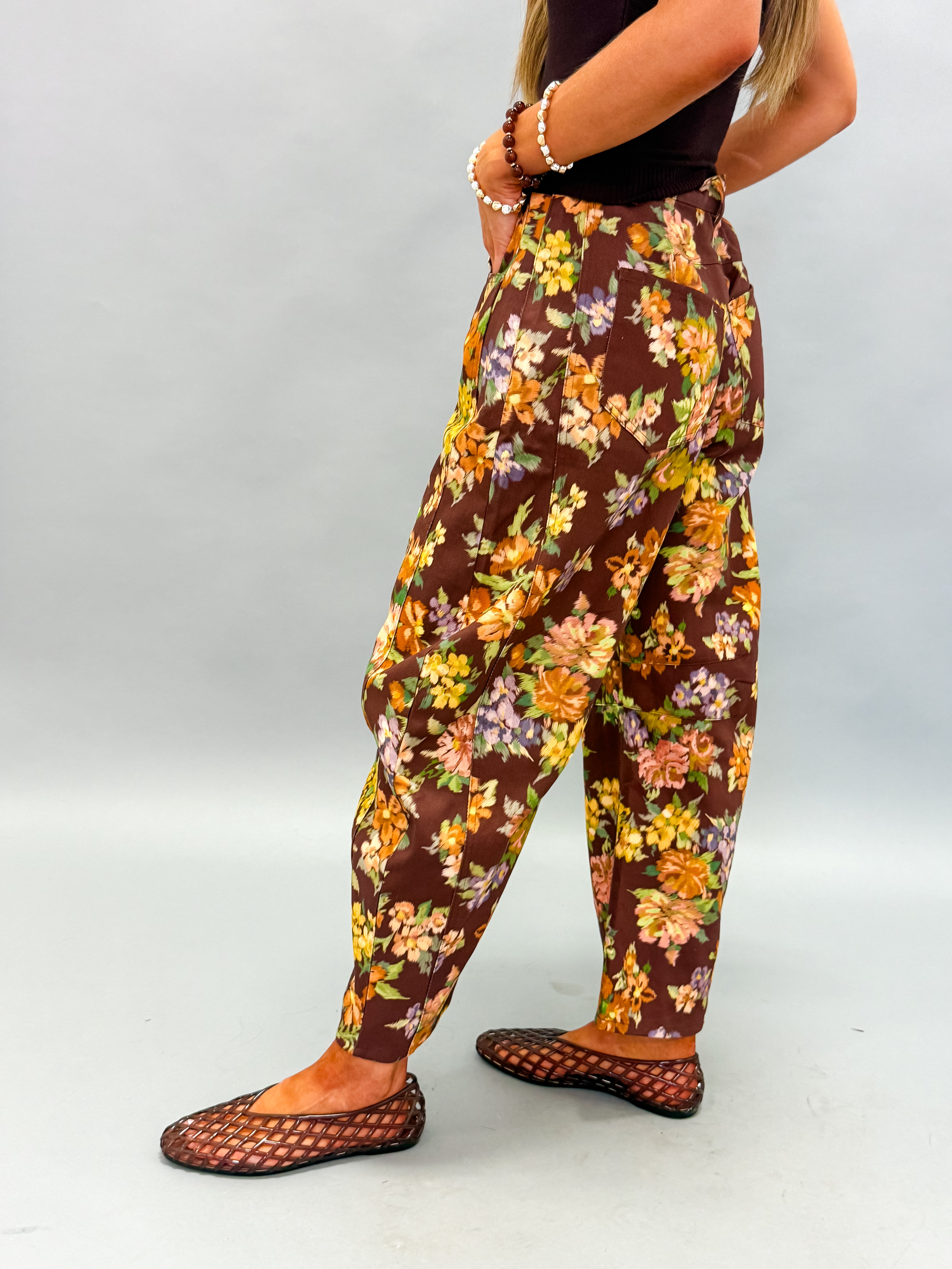 Giada Floral Print Barrel Pants
