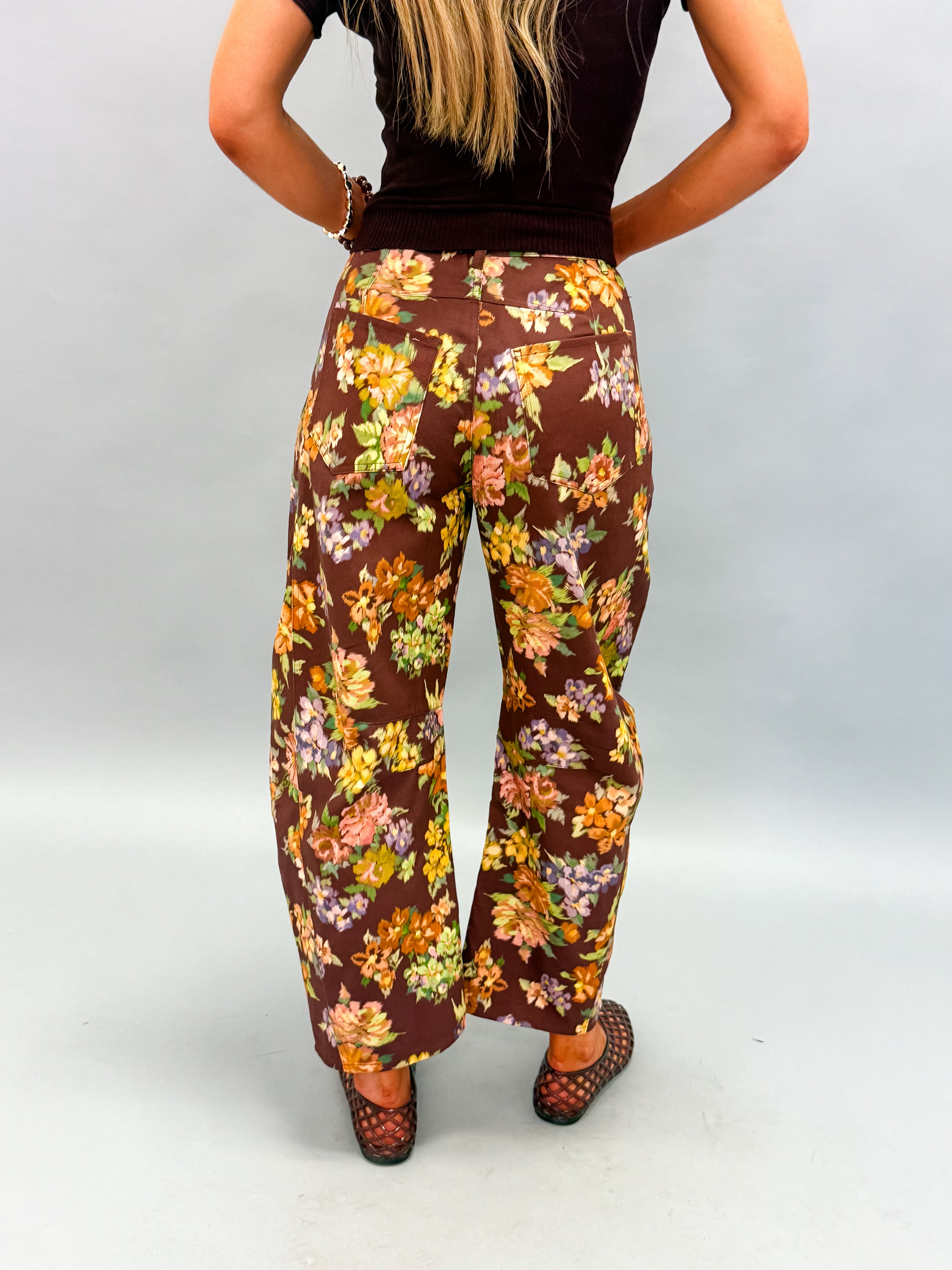 Giada Floral Print Barrel Pants