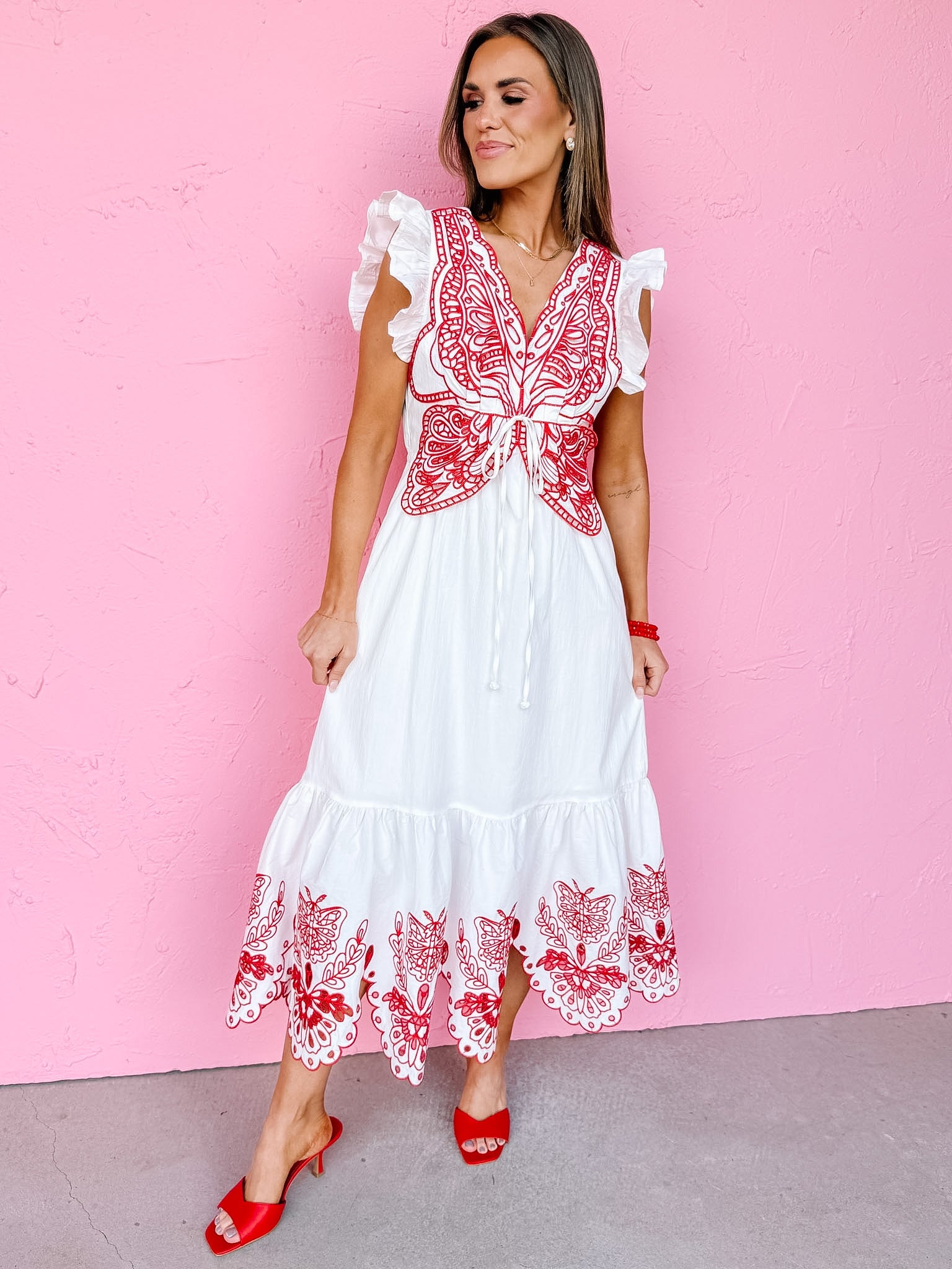 Giselle Embroidered Midi Dress