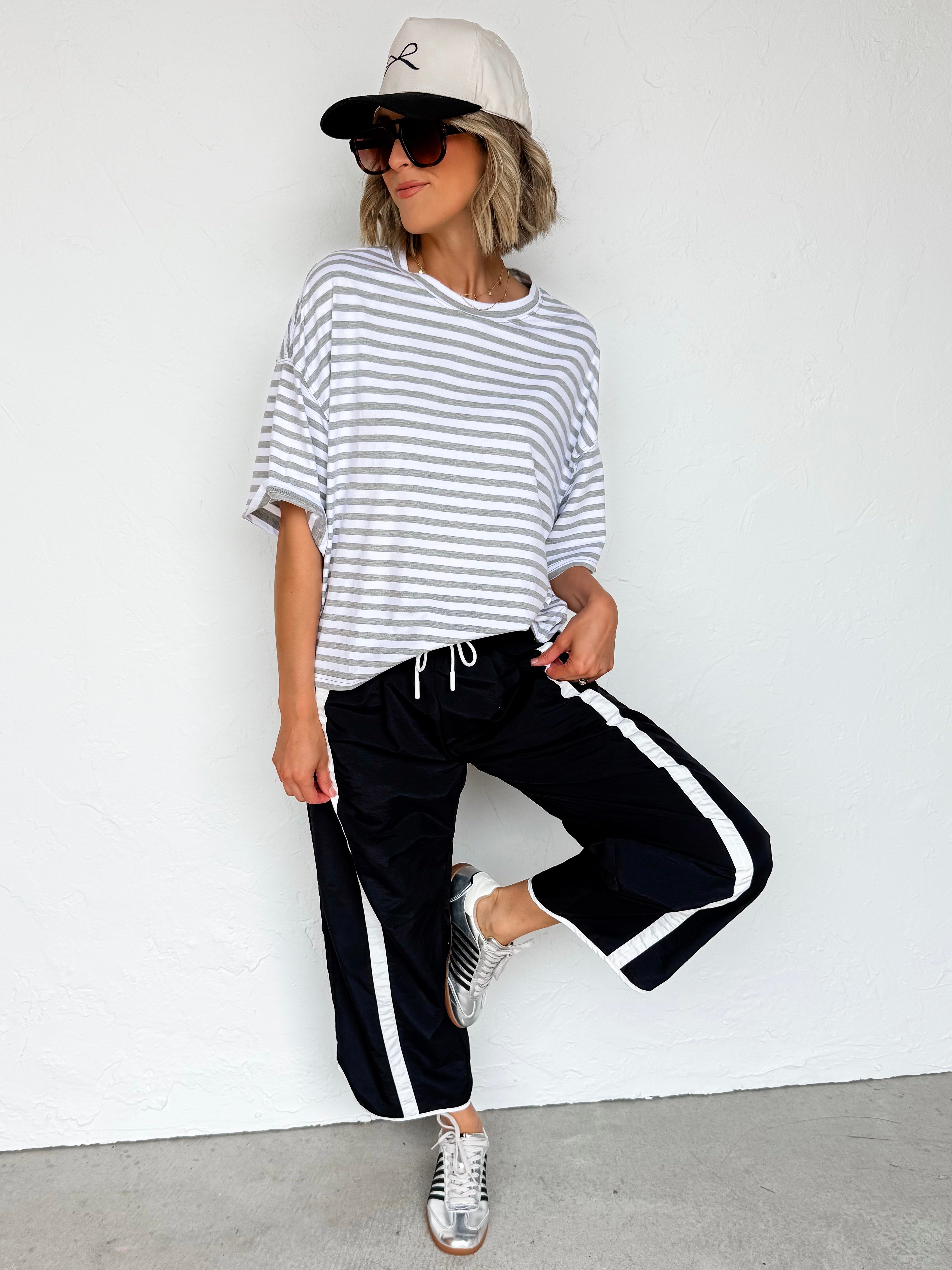 Jasmine Sporty Barrel Pants-Black