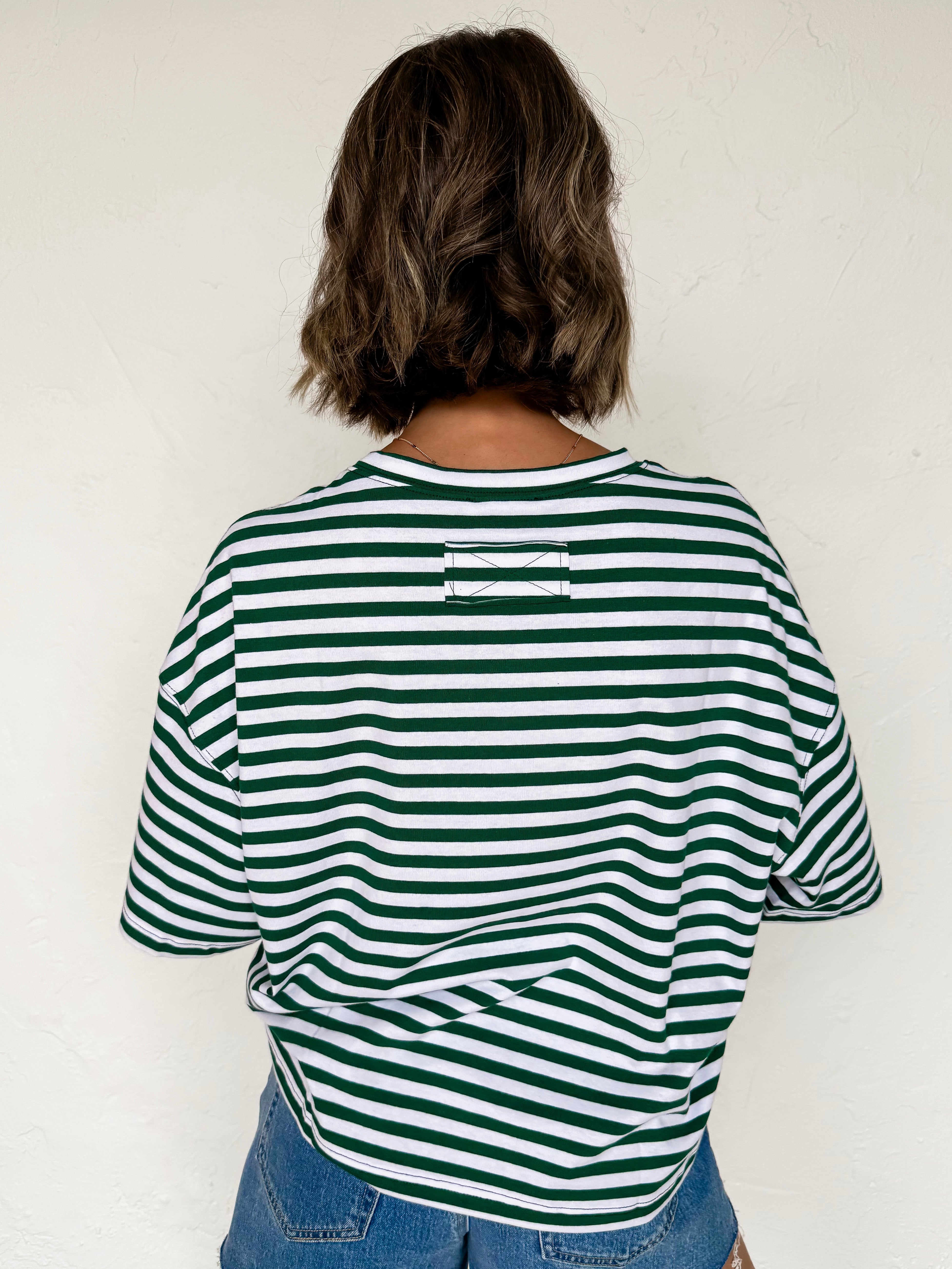 Grace Oversized Striped Top-Green