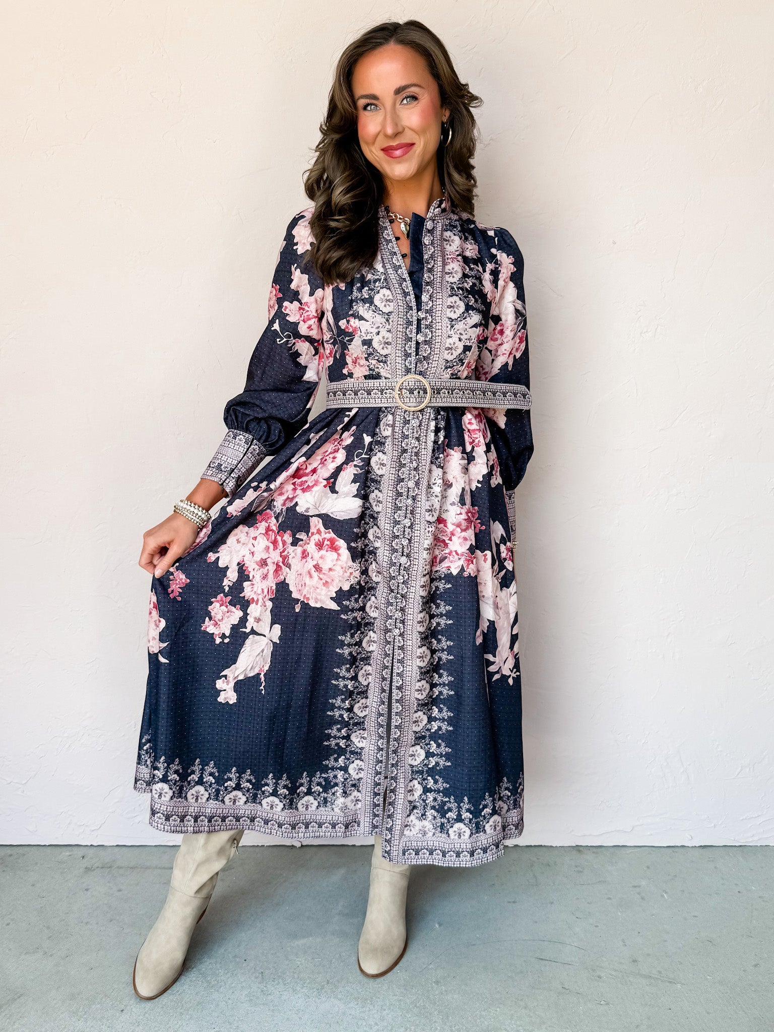 Grand Entrance Floral Long Sleeve Dress