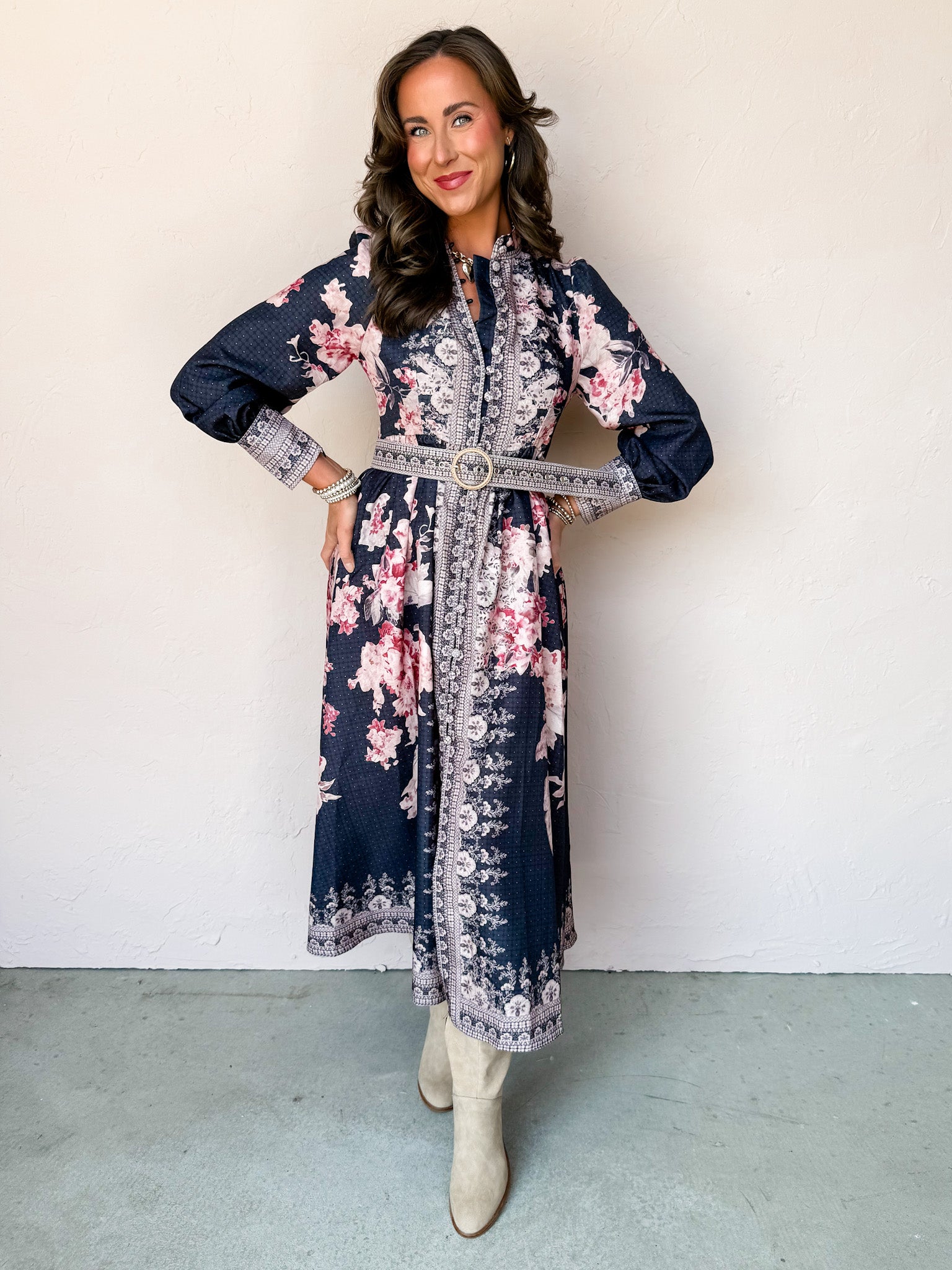 Grand Entrance Floral Long Sleeve Dress