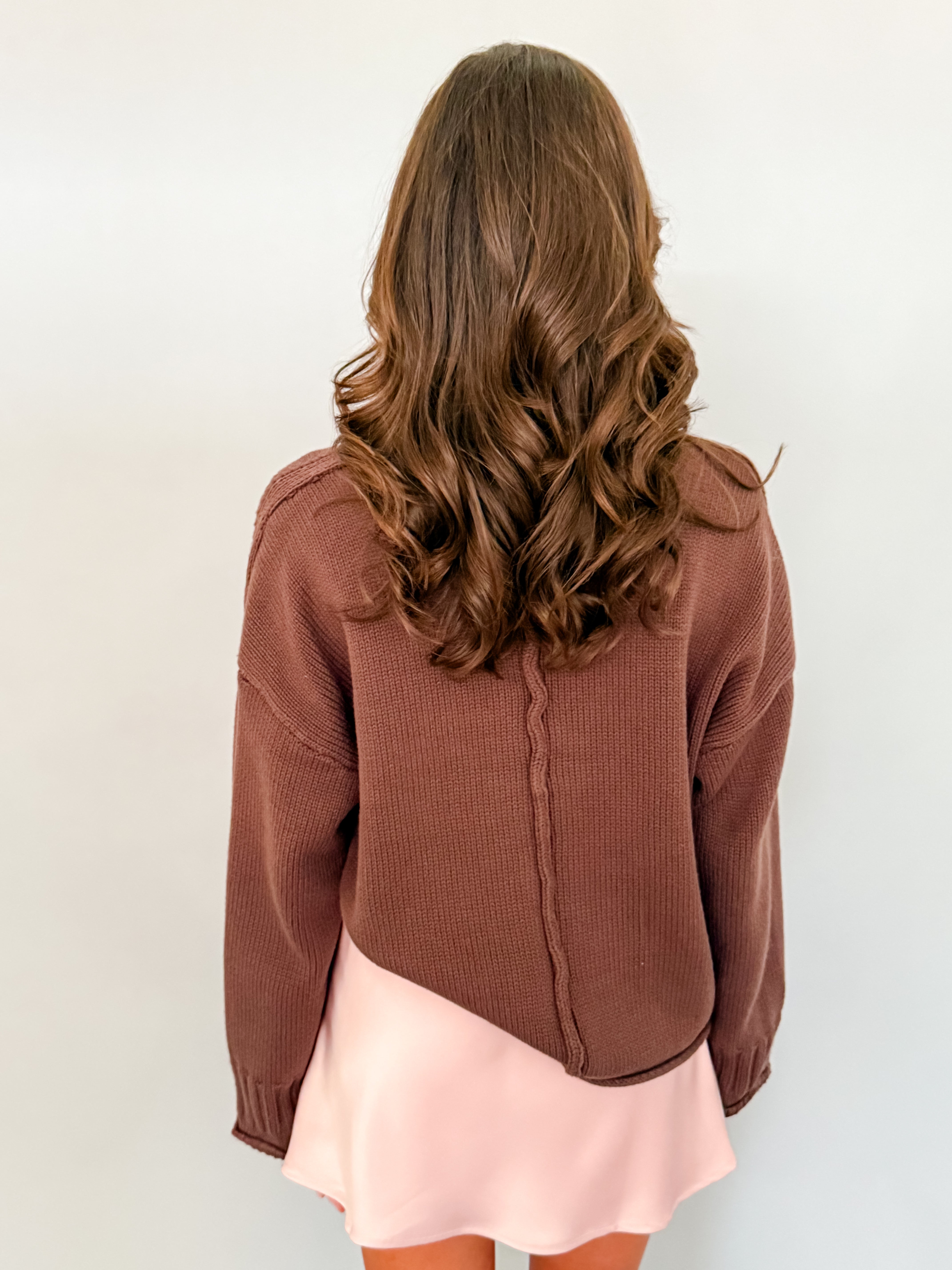 Harlow Mock Neck Sweater-Espresso