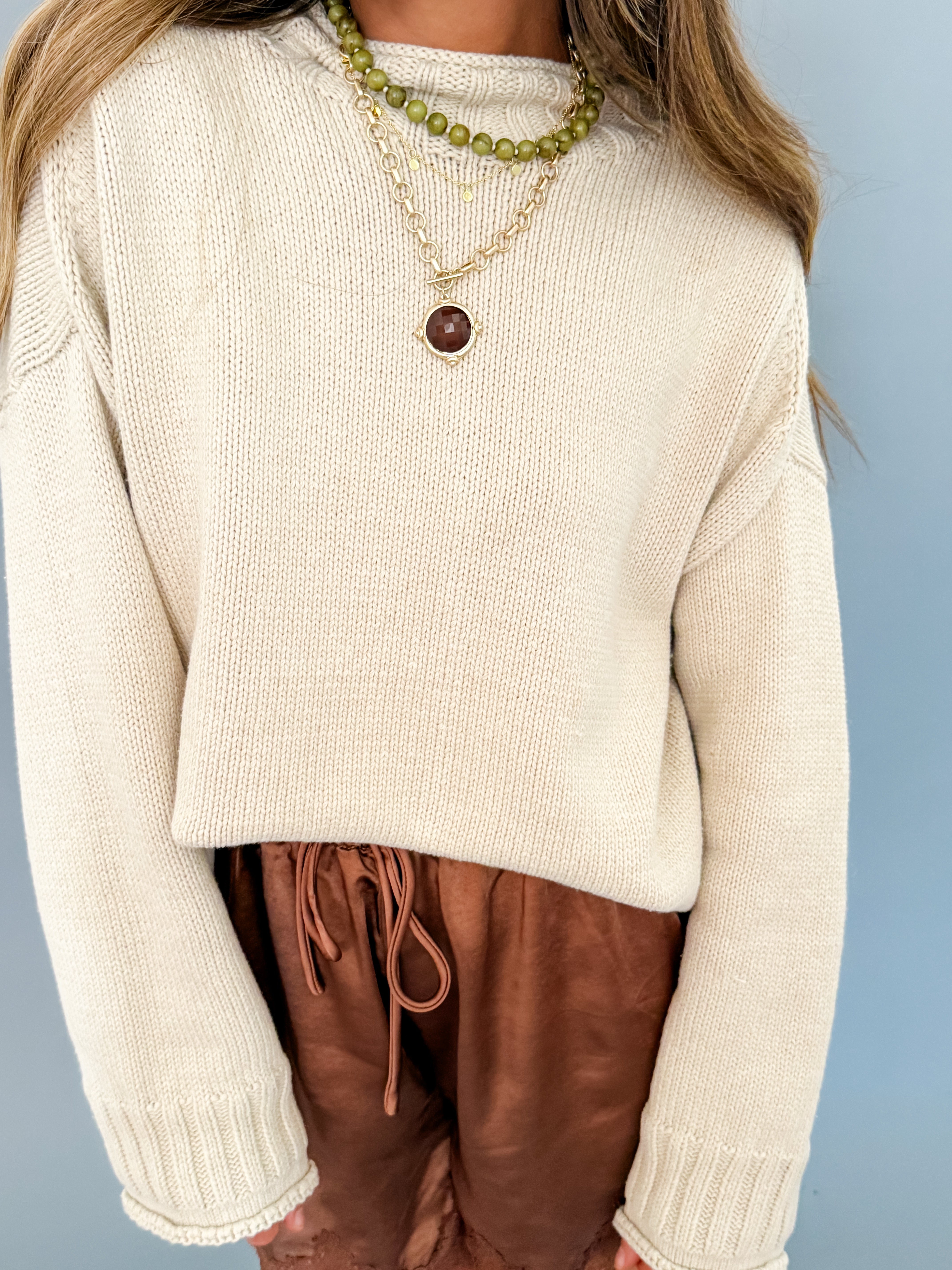 Harlow Mock Neck Sweater-Oatmilk