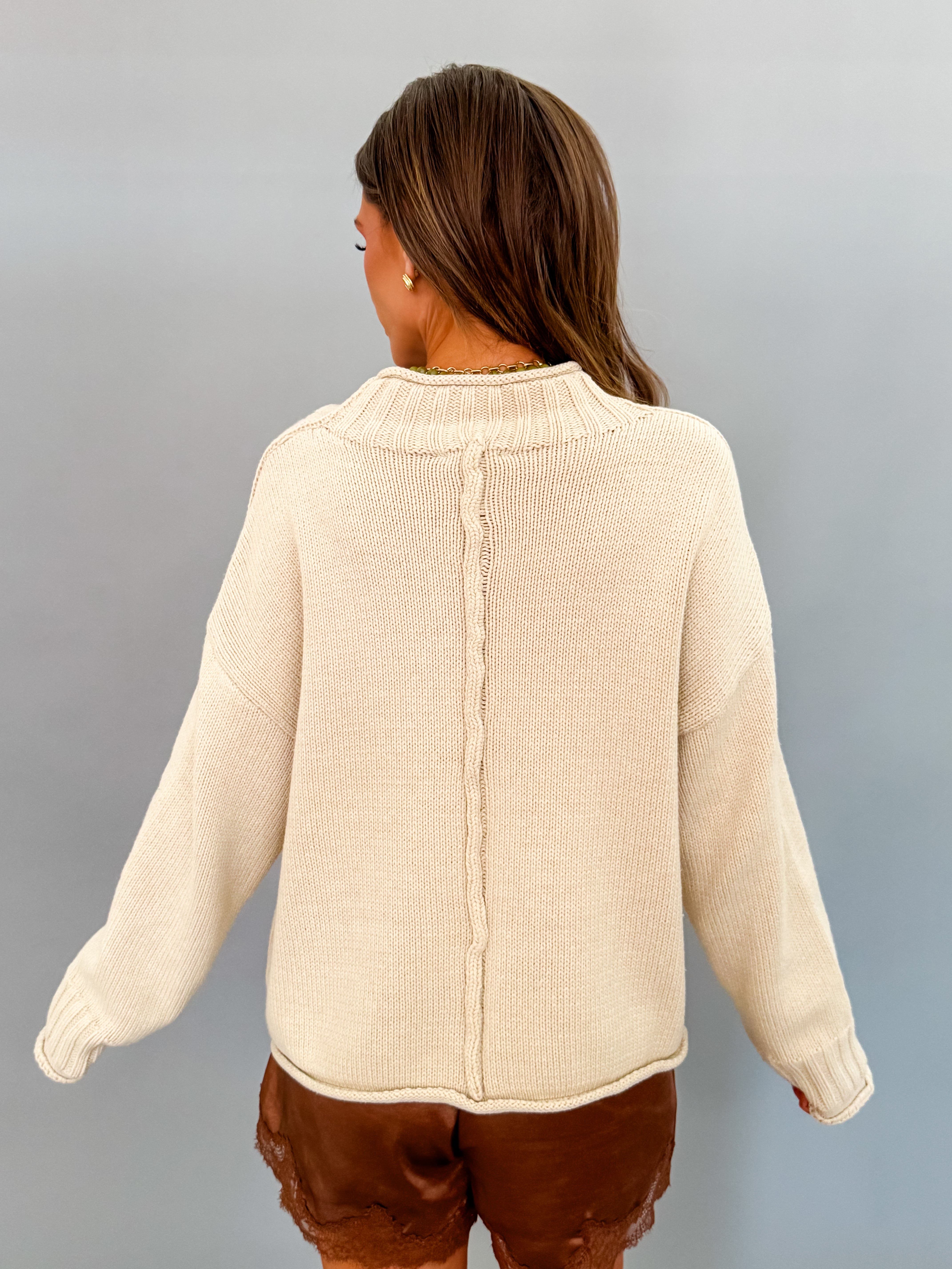 Harlow Mock Neck Sweater-Oatmilk