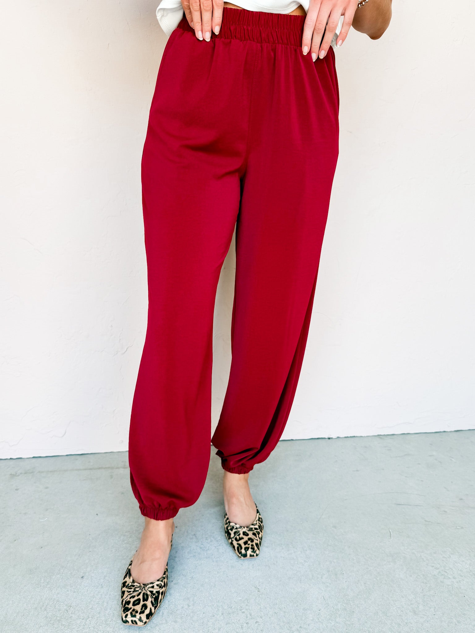 Have Purpose Elastic Waistband Joggers-Burgundy