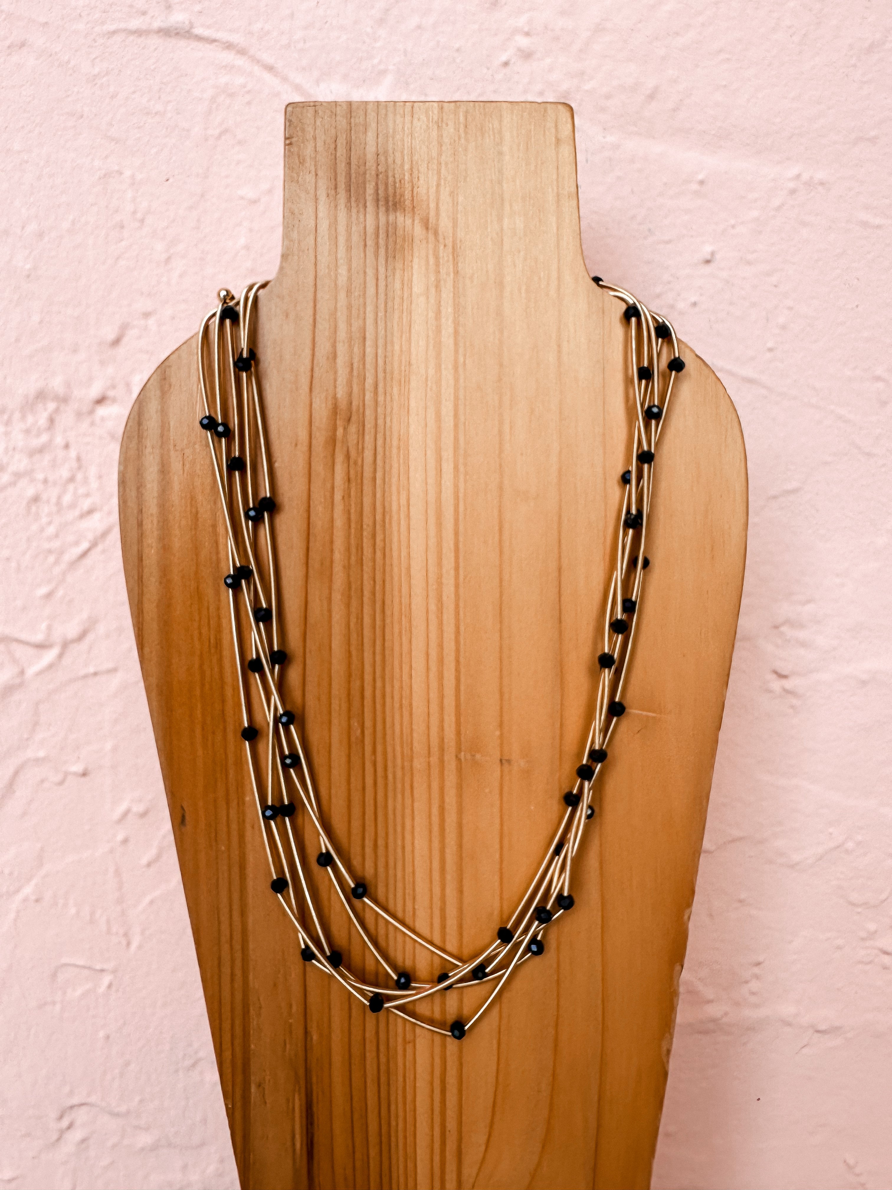 Hype Me Up Mixed Beaded Necklace-Black