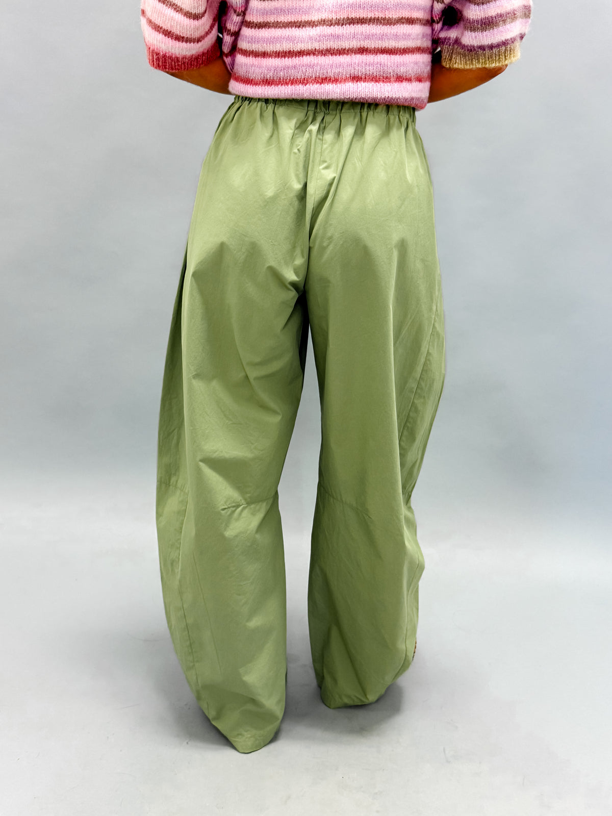Emma Barrel Leg Pants-Olive