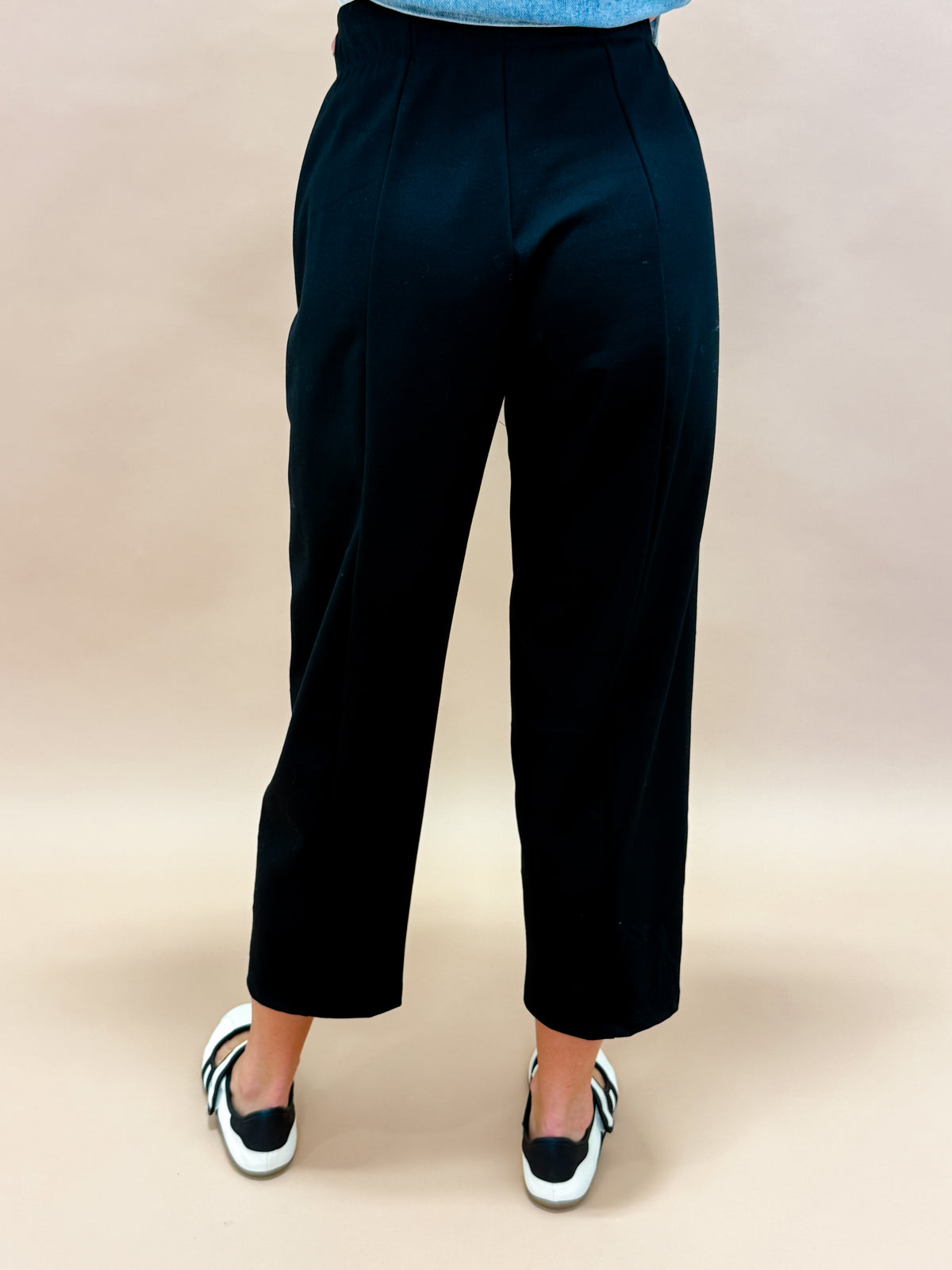 The Tana Black Ponte Barrel Pant – Made in USA Stretch Barrel Pant