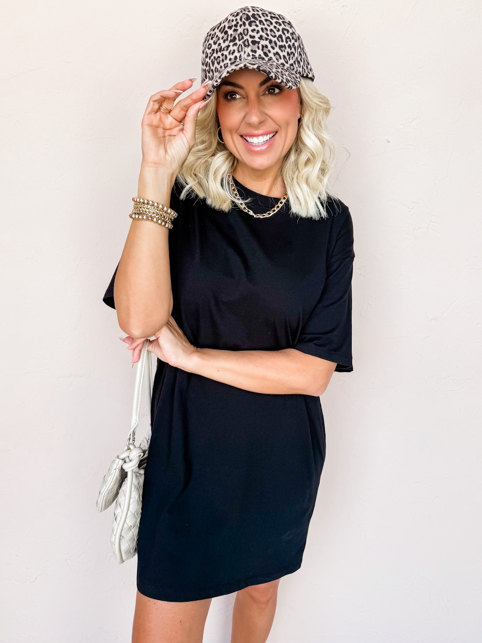 Running Errands Round-Neck T-Shirt Dress-Black