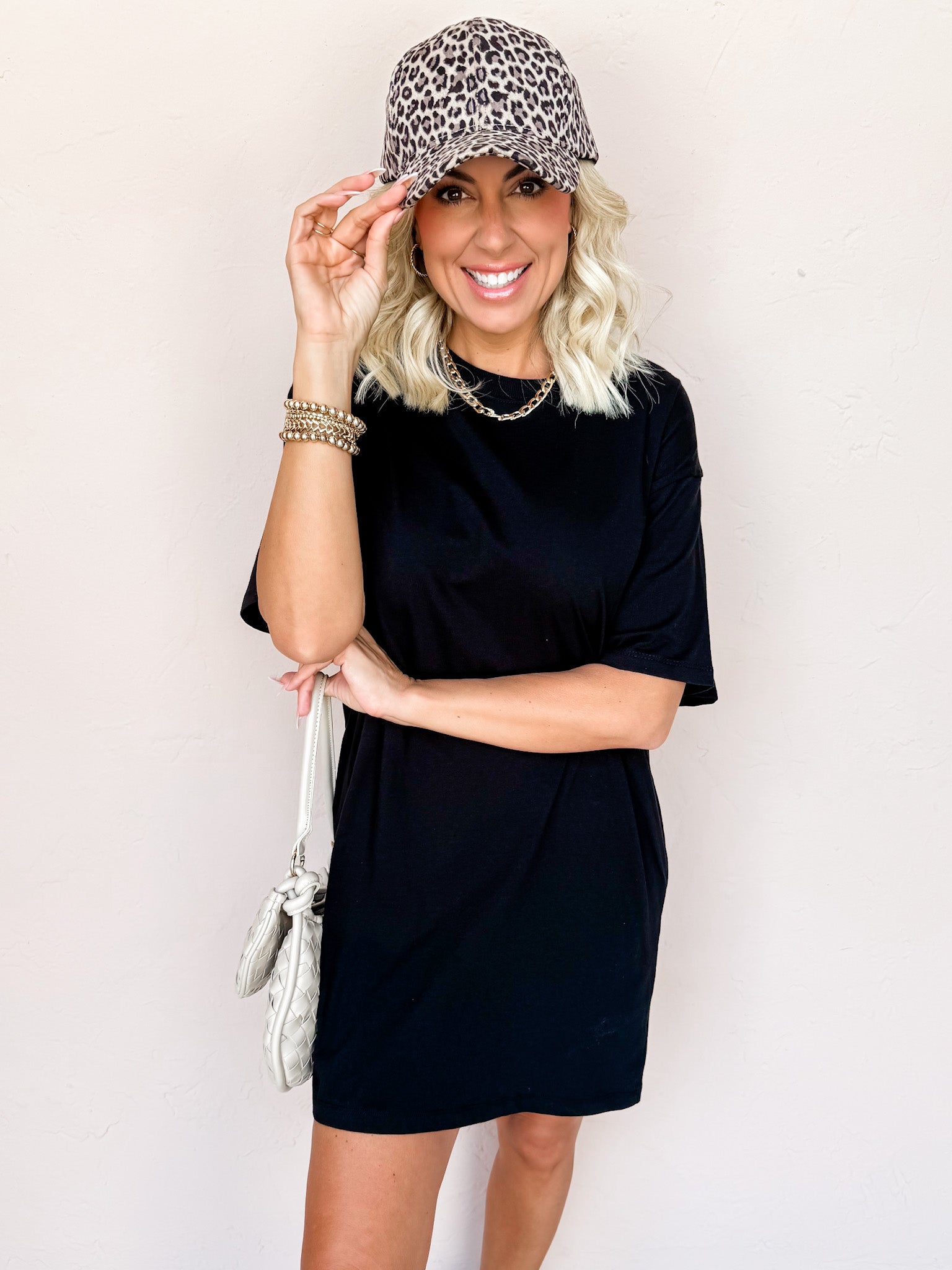Running Errands Round-Neck T-Shirt Dress-Black