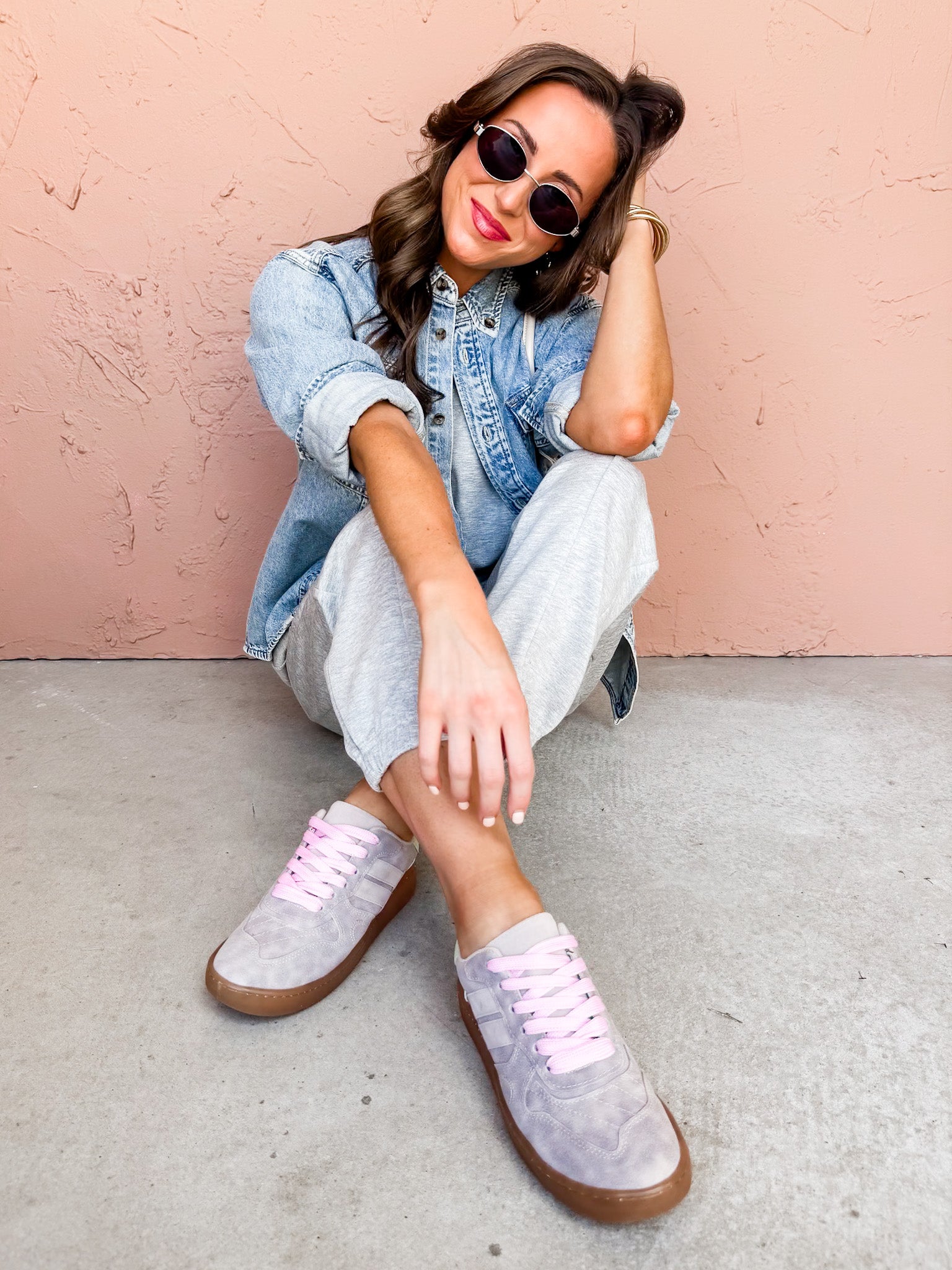 Calming Presence V Neck Top-Heather Grey