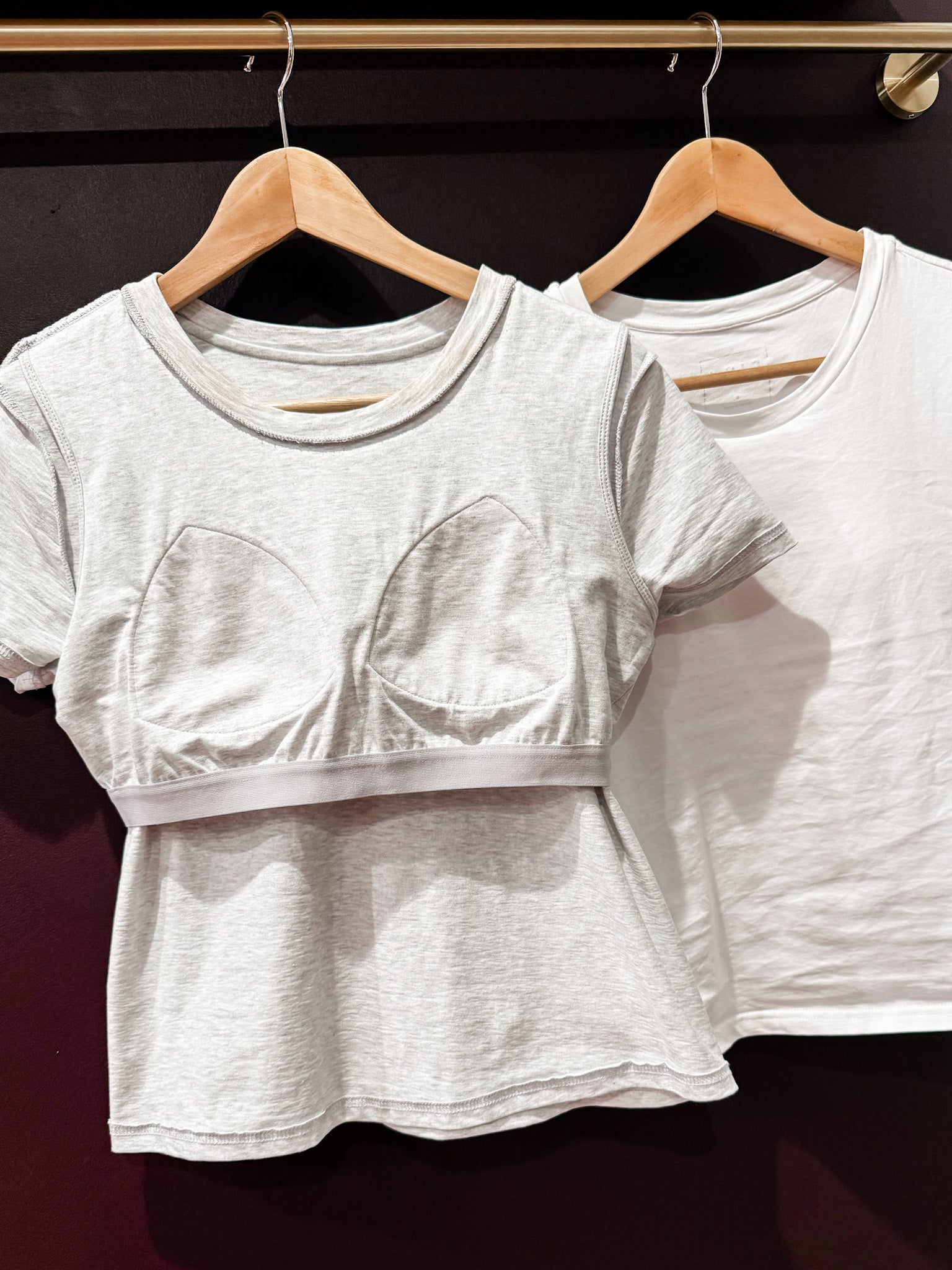 Everyday Bra Top Tee-Heather Grey