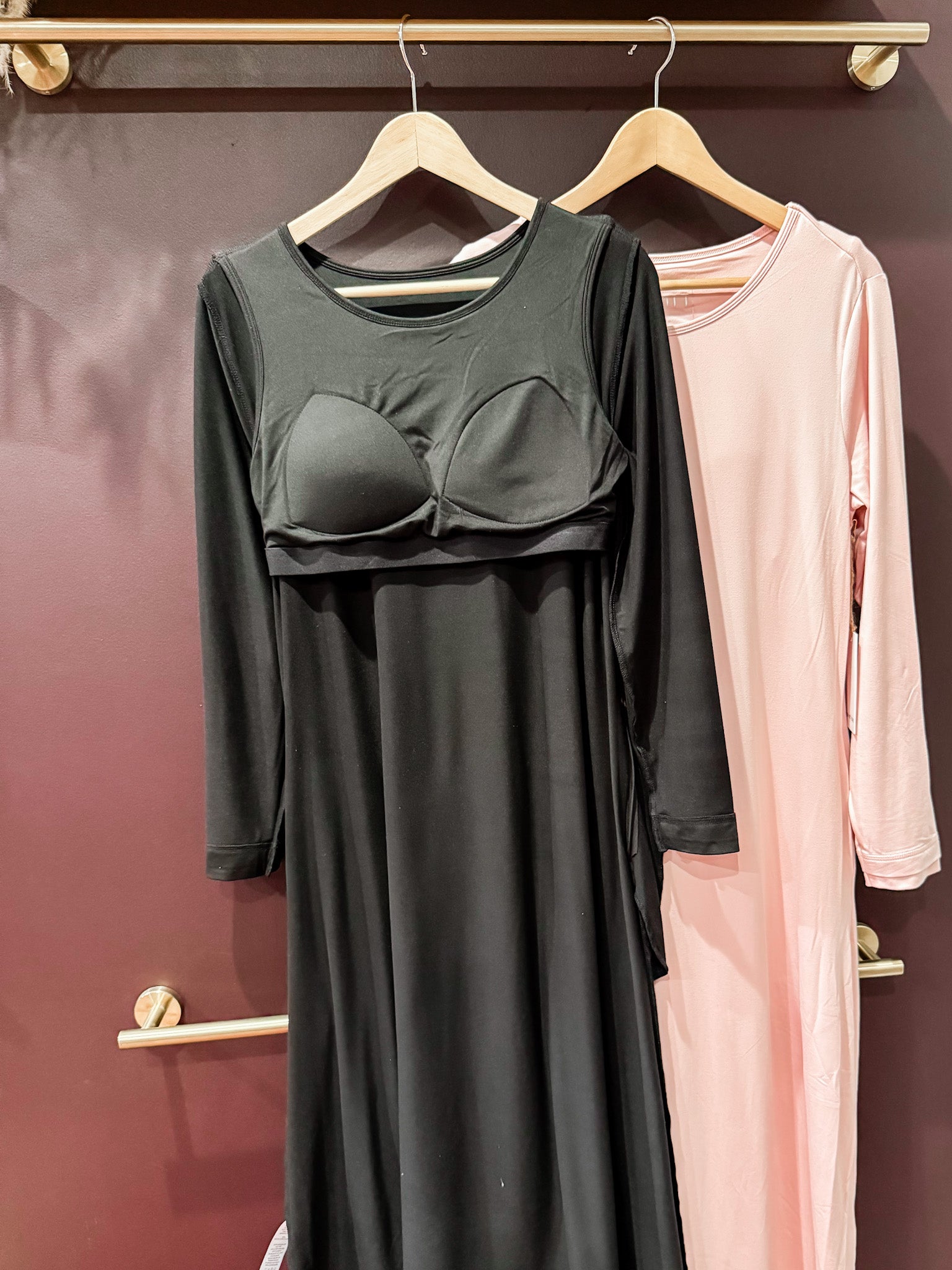 Aubrey Long Sleeve House Dress-Black