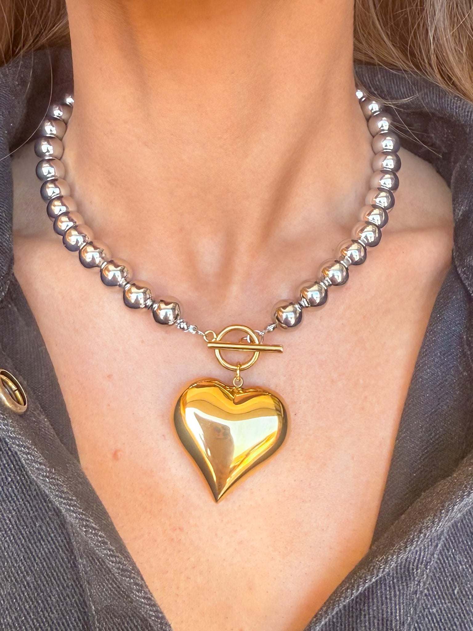 Raissa Two Tone Heart Necklace