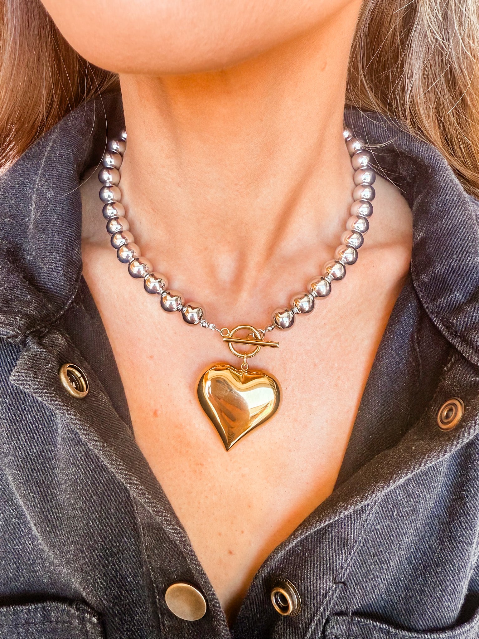 Raissa Two Tone Heart Necklace