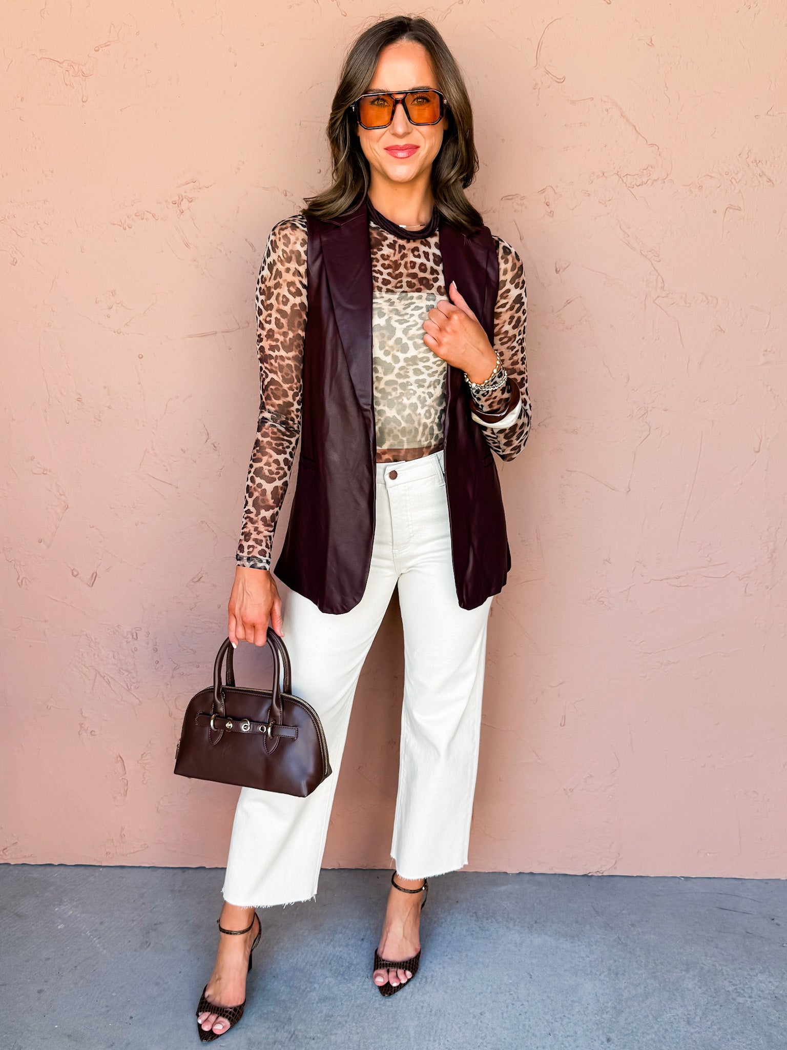 Lena Vegan Leather Open Front Vest