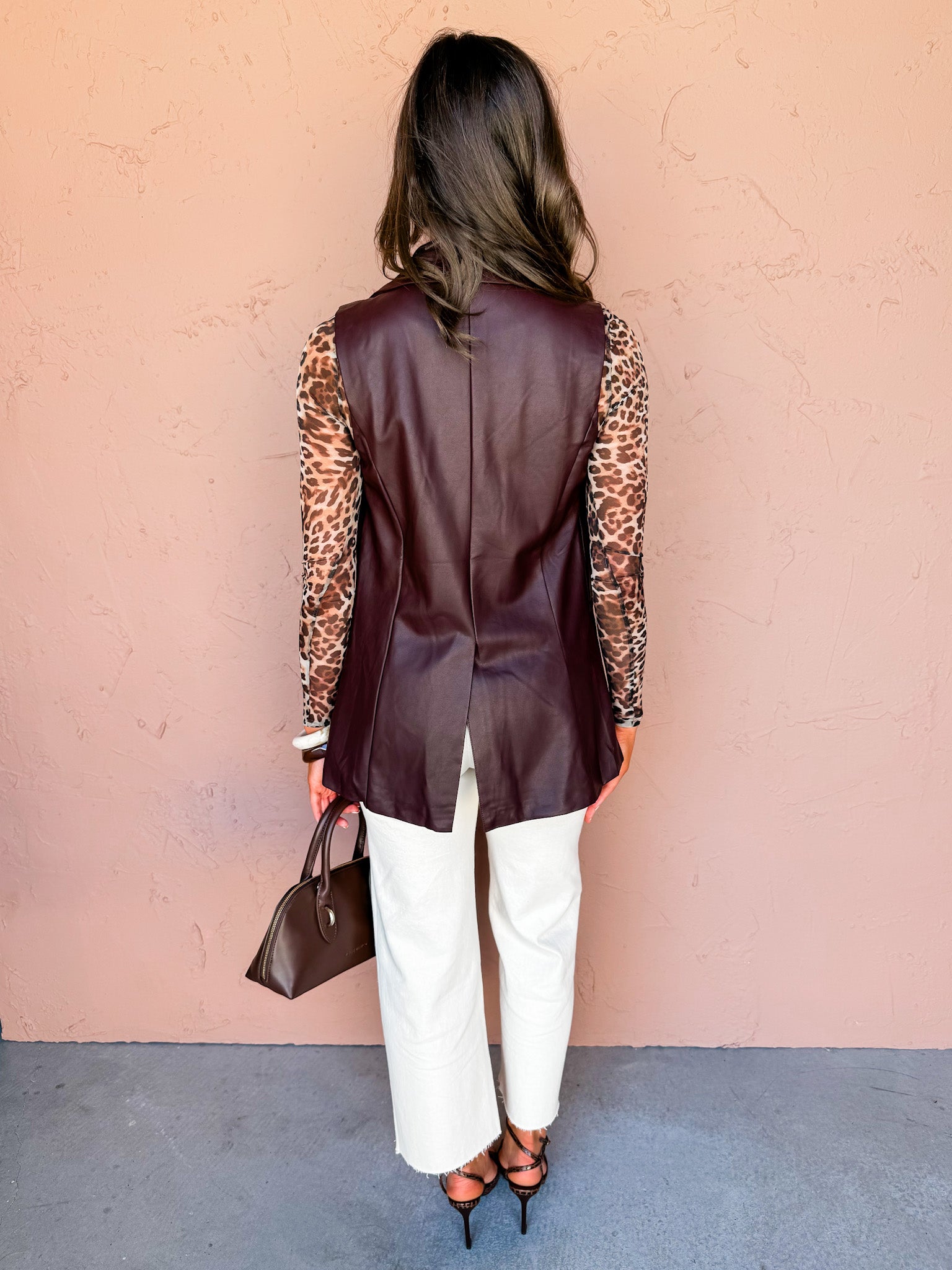 Lena Vegan Leather Open Front Vest