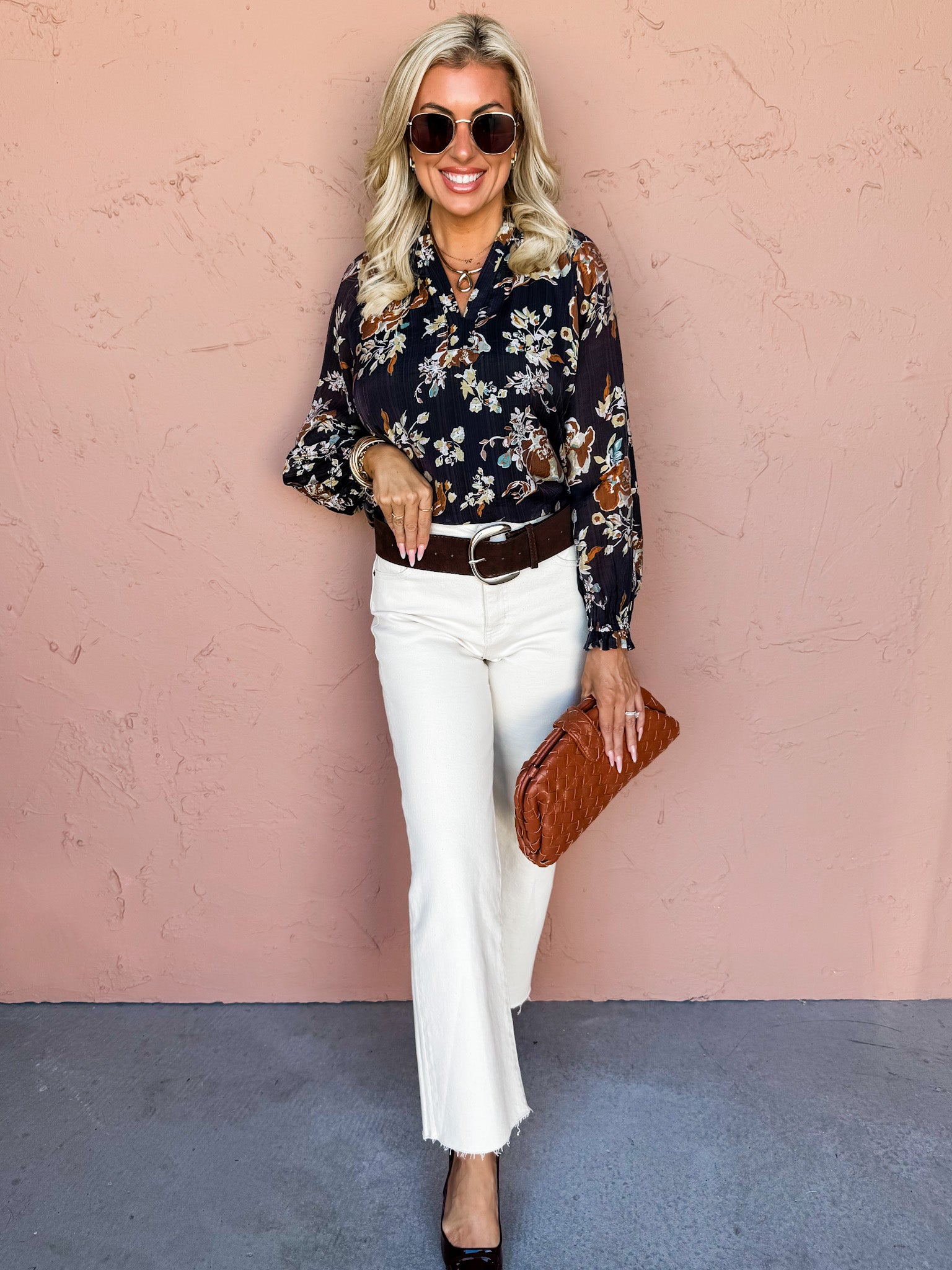 Maple Bloom Long Sleeve Floral Top