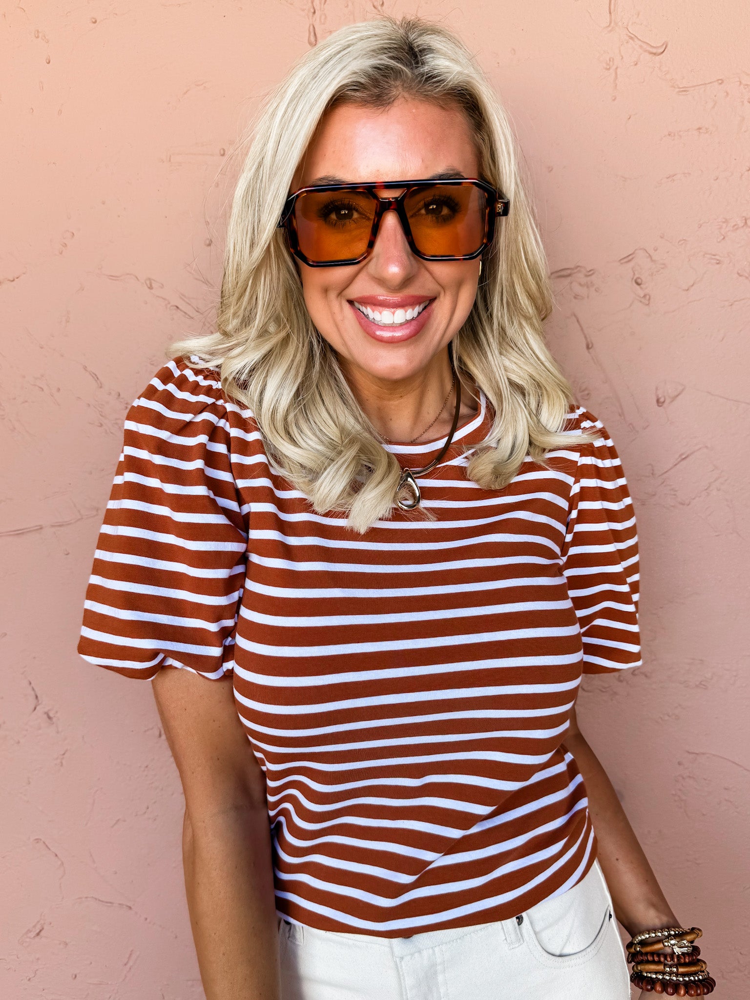 Belle Stripe Short Sleeve Top