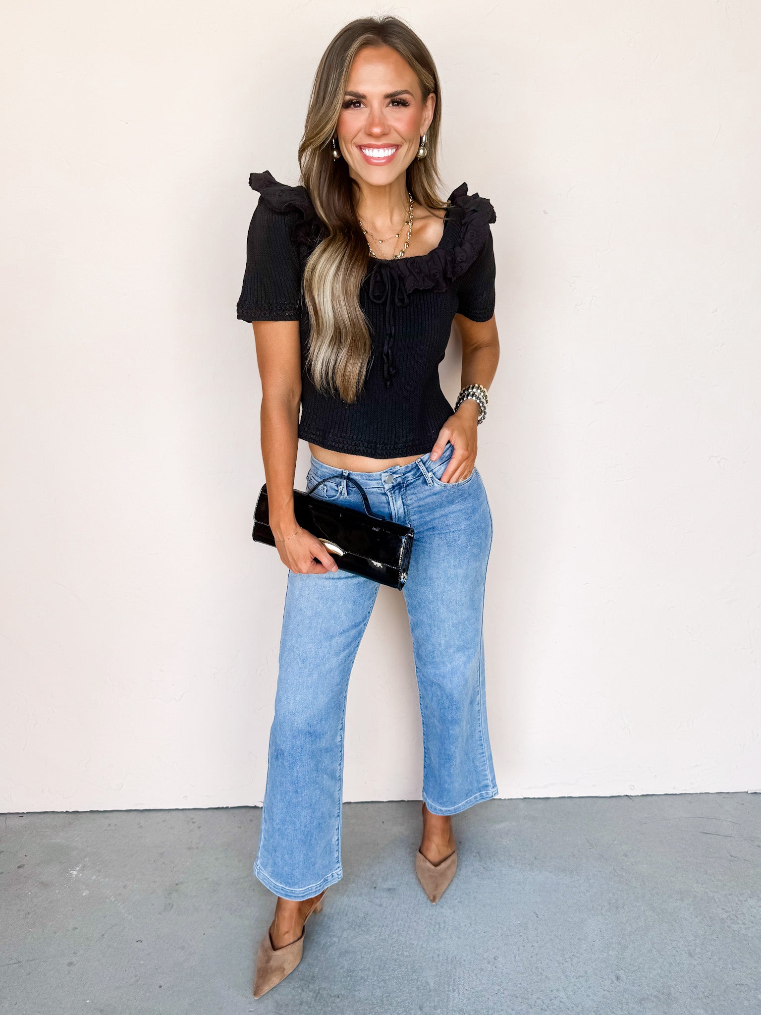 Wellsburg Slim Wide Leg Jeans-Medium Denim