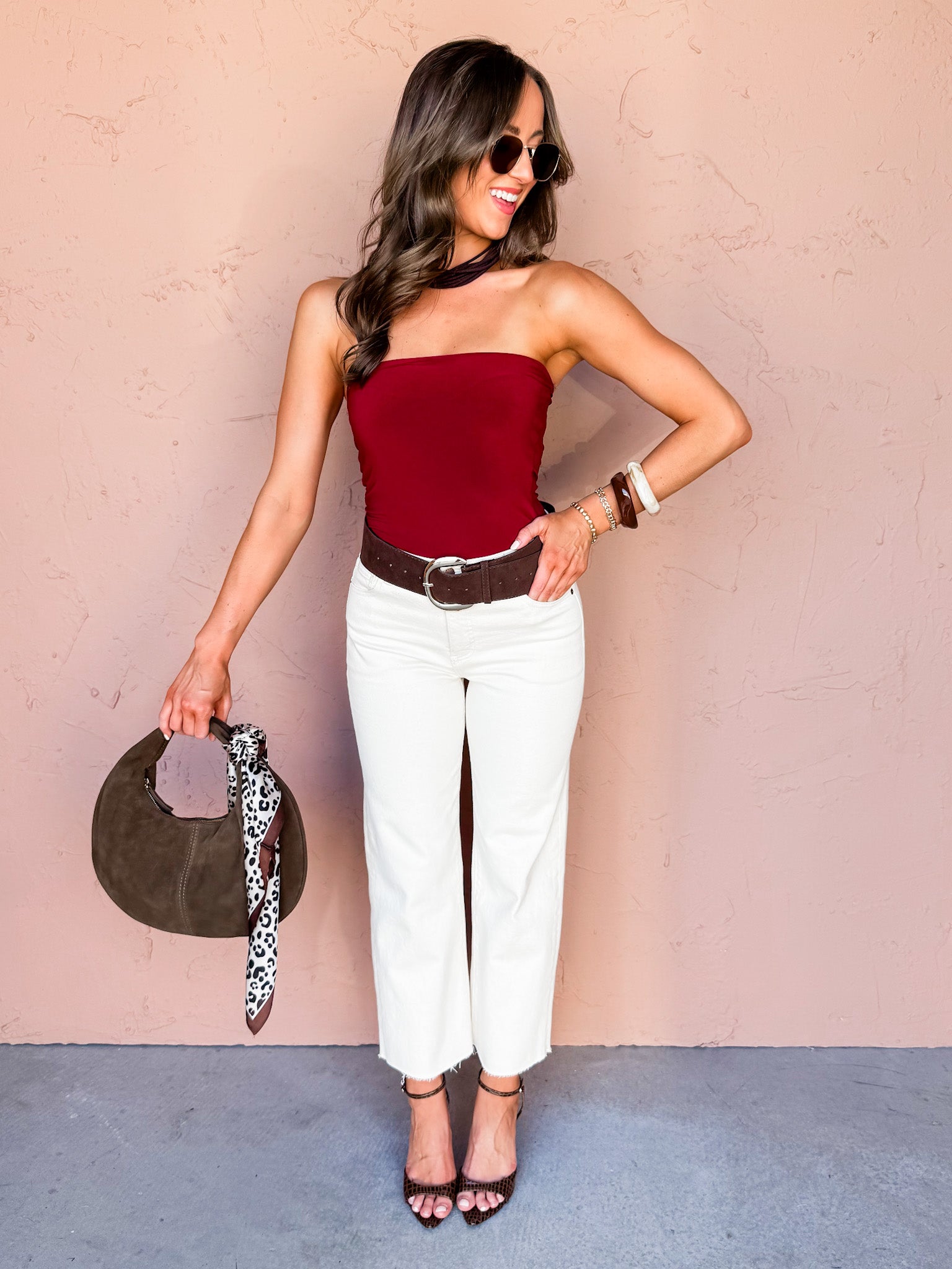 Lilah Strapless Knit Top-Burgundy