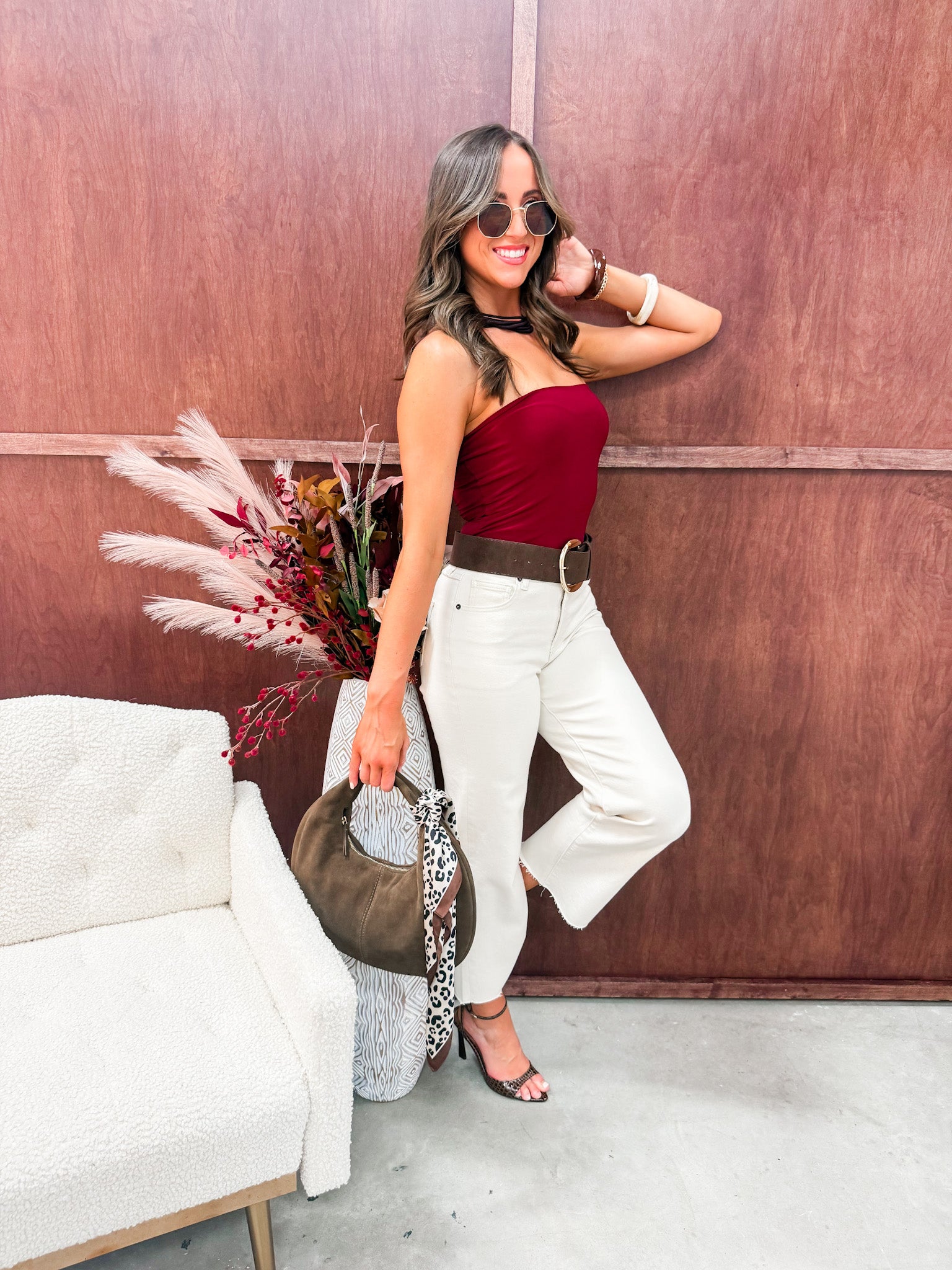 Lilah Strapless Knit Top-Burgundy