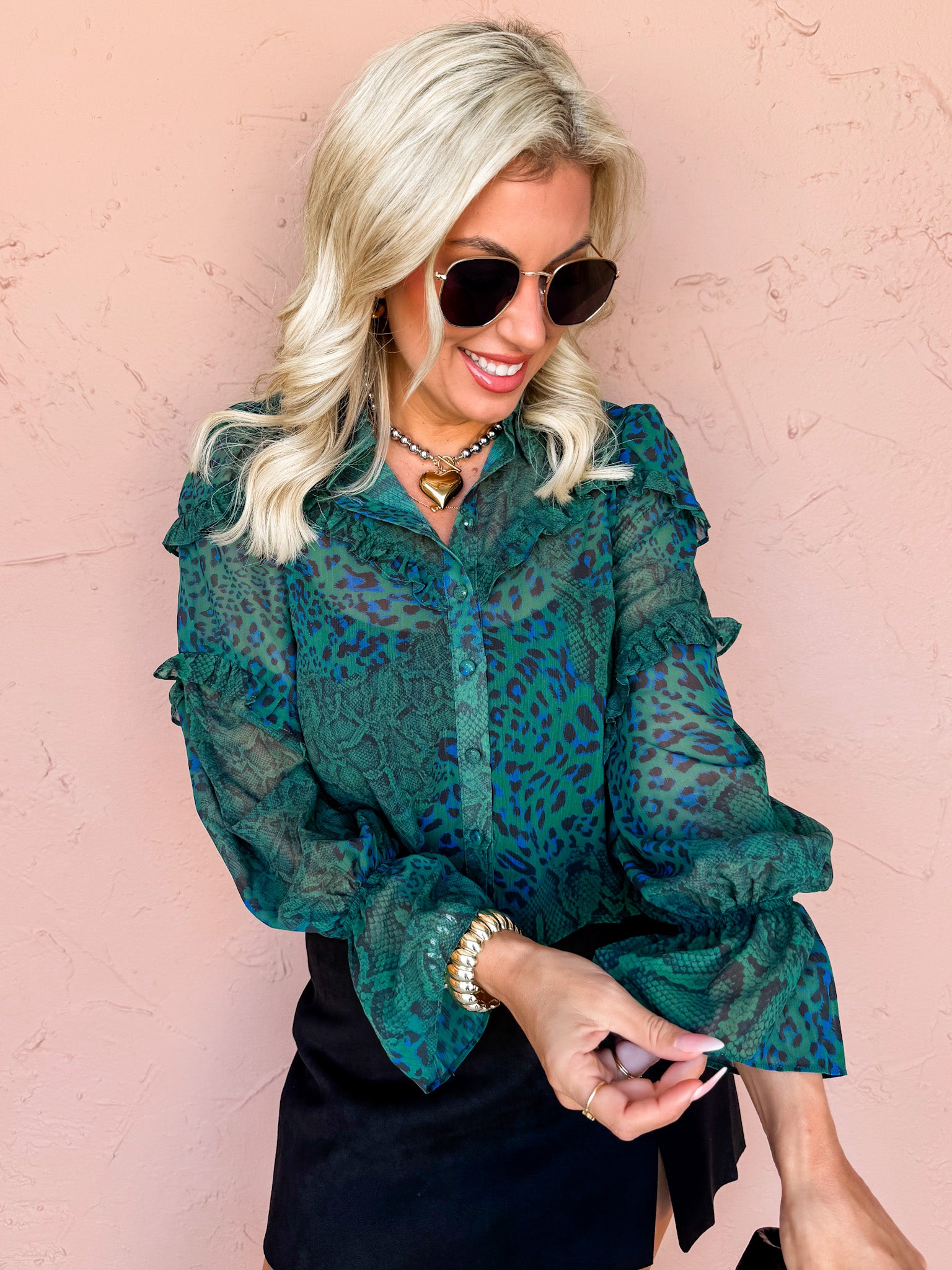 Keep It Creative Animal Print Ruffle Top