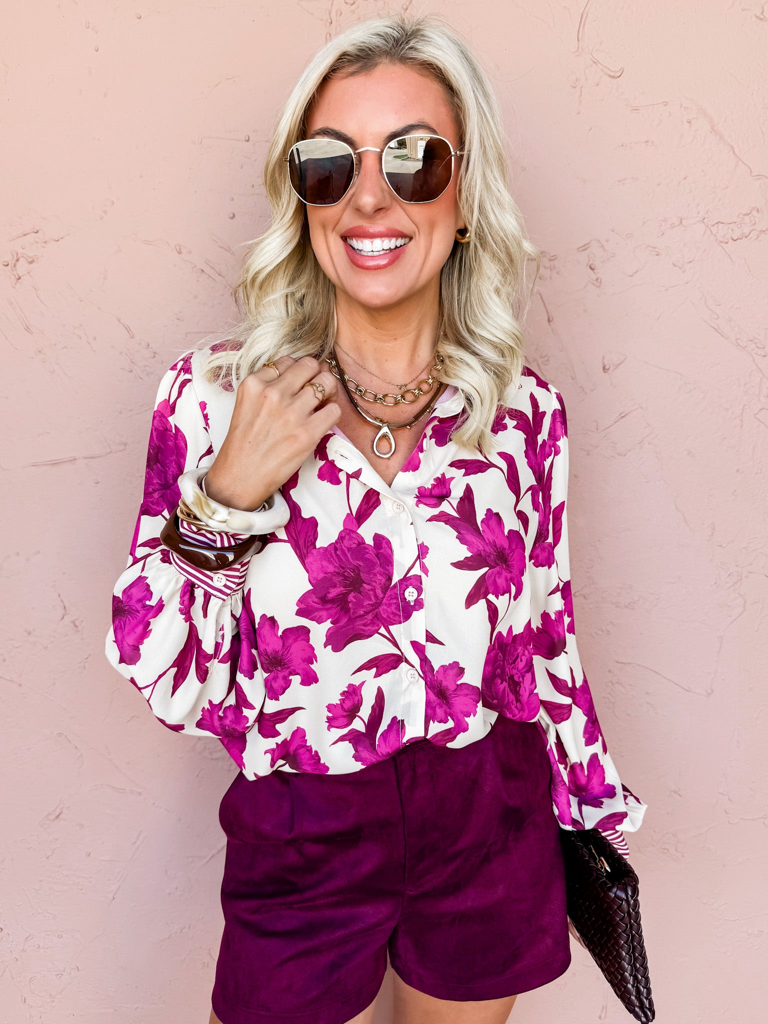 Bloom Darling Floral Button Front Top