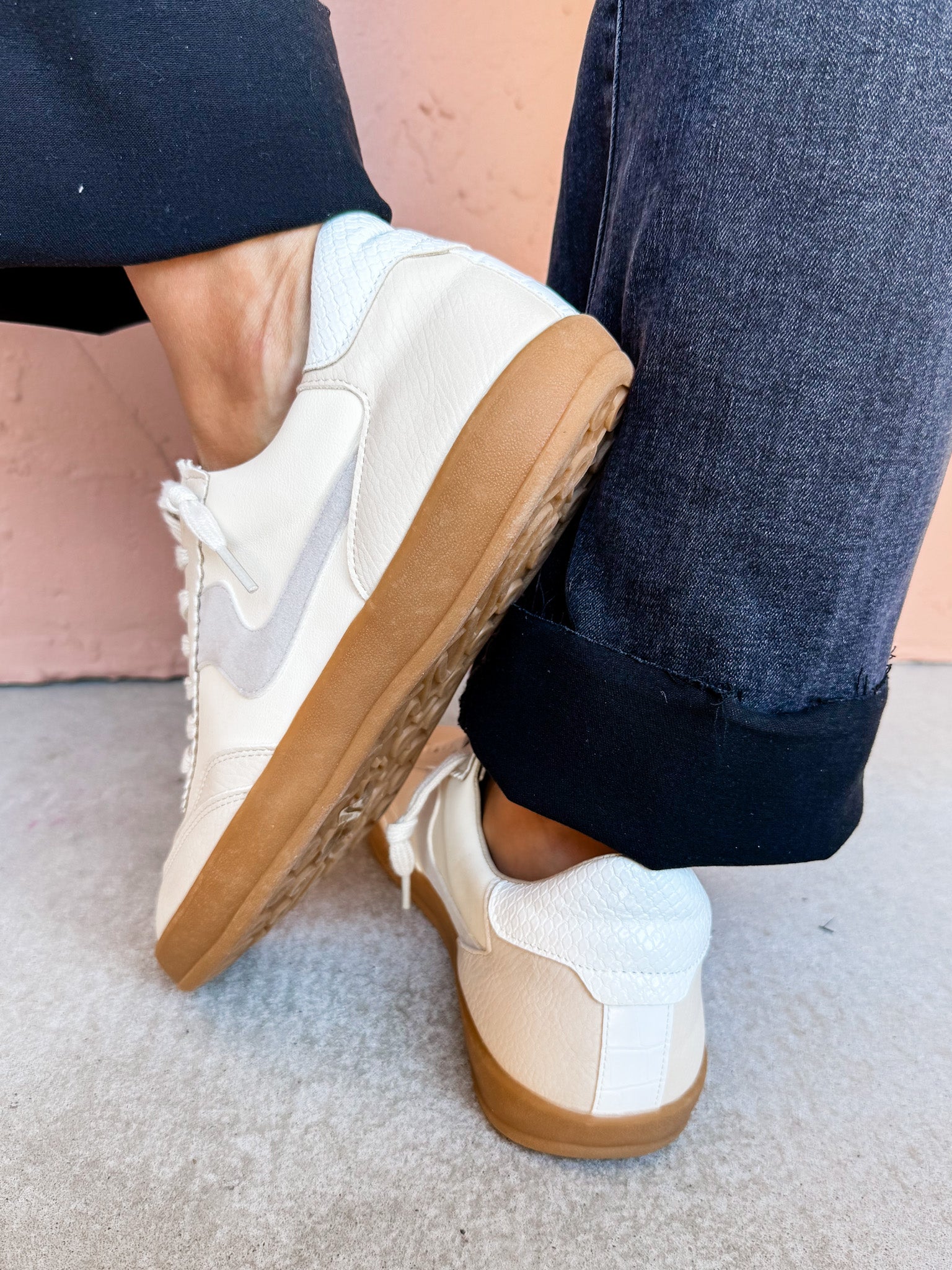 Destiny Lace Up Sneakers-Beige