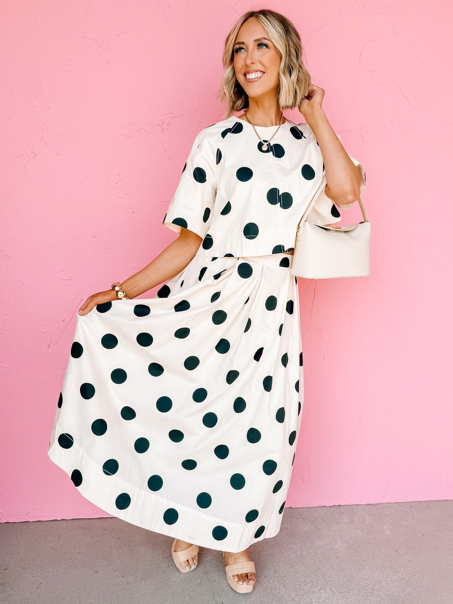 Sweetly Spotted Polka Dot Pleated Skirt