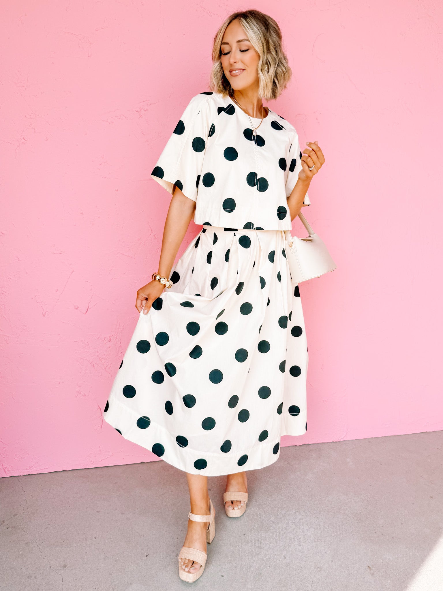 Sweetly Spotted Polka Dot Pleated Skirt