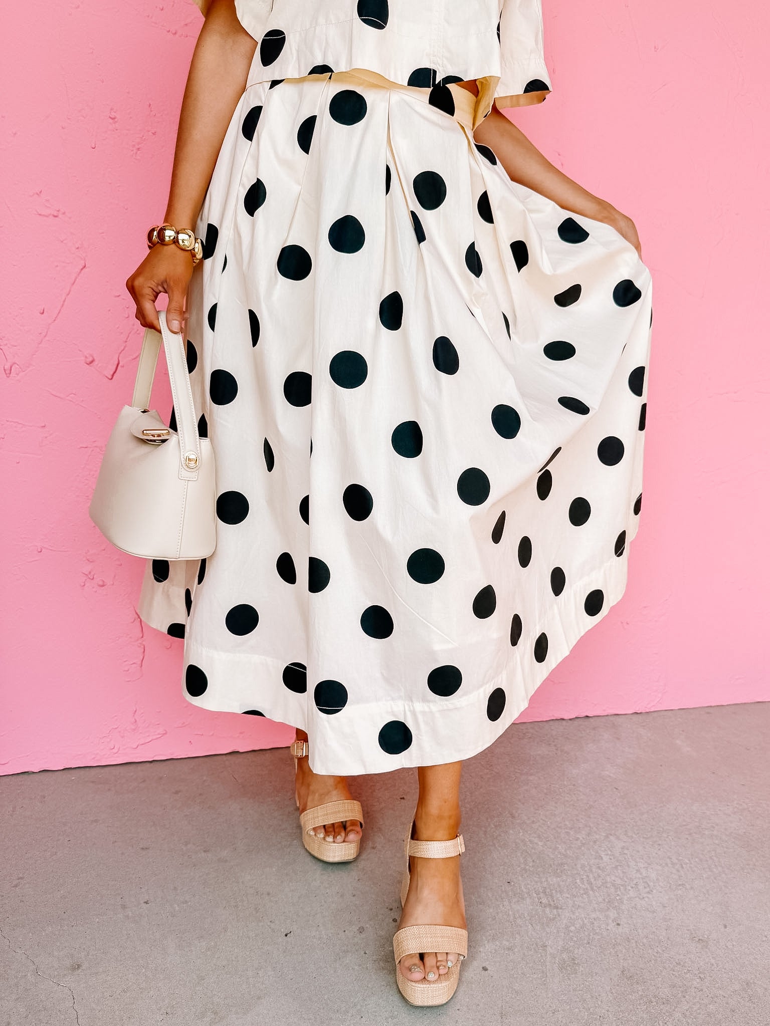 Sweetly Spotted Polka Dot Pleated Skirt