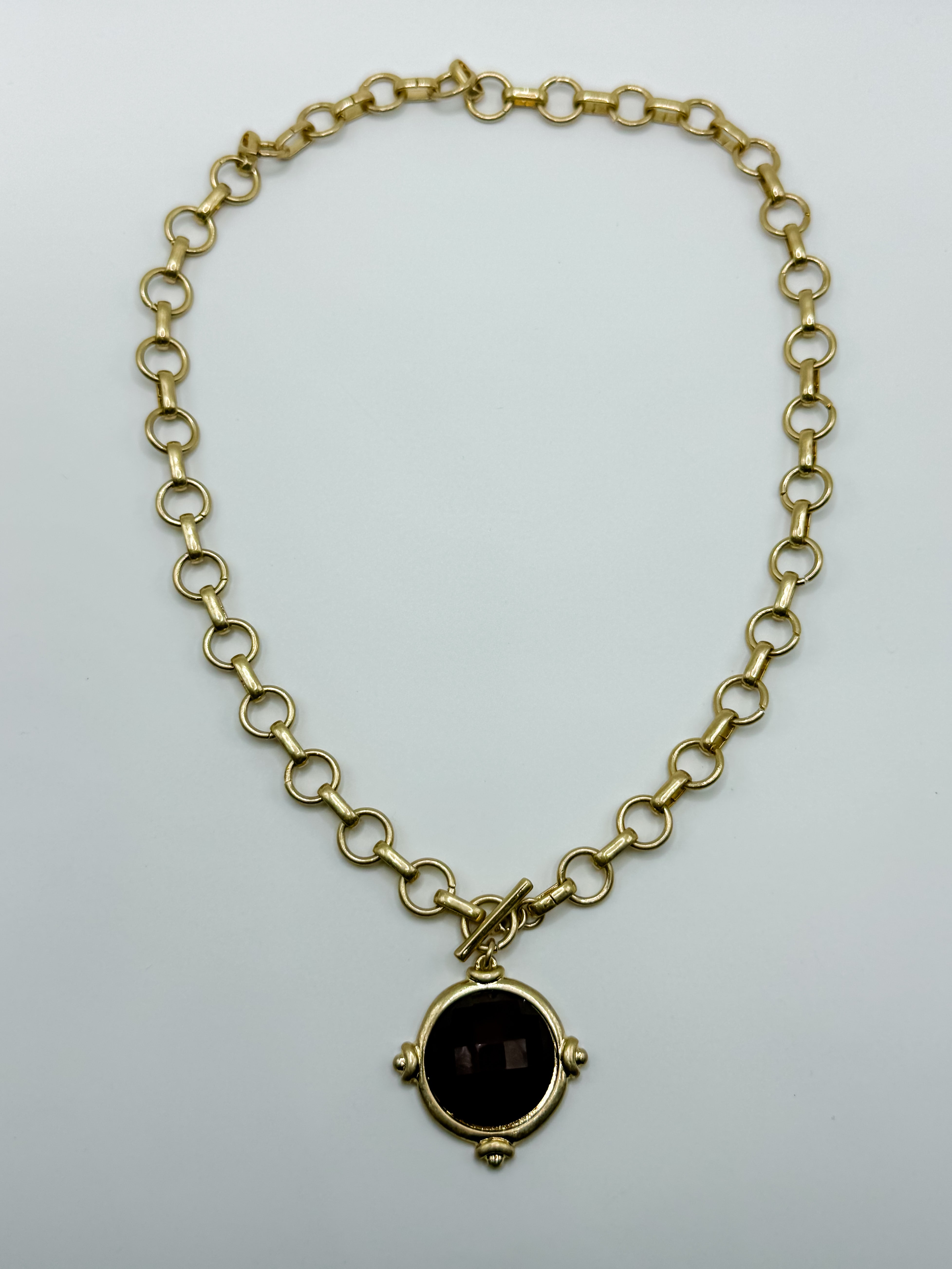 Vivian Stone Toggle Chain Necklace-Brown