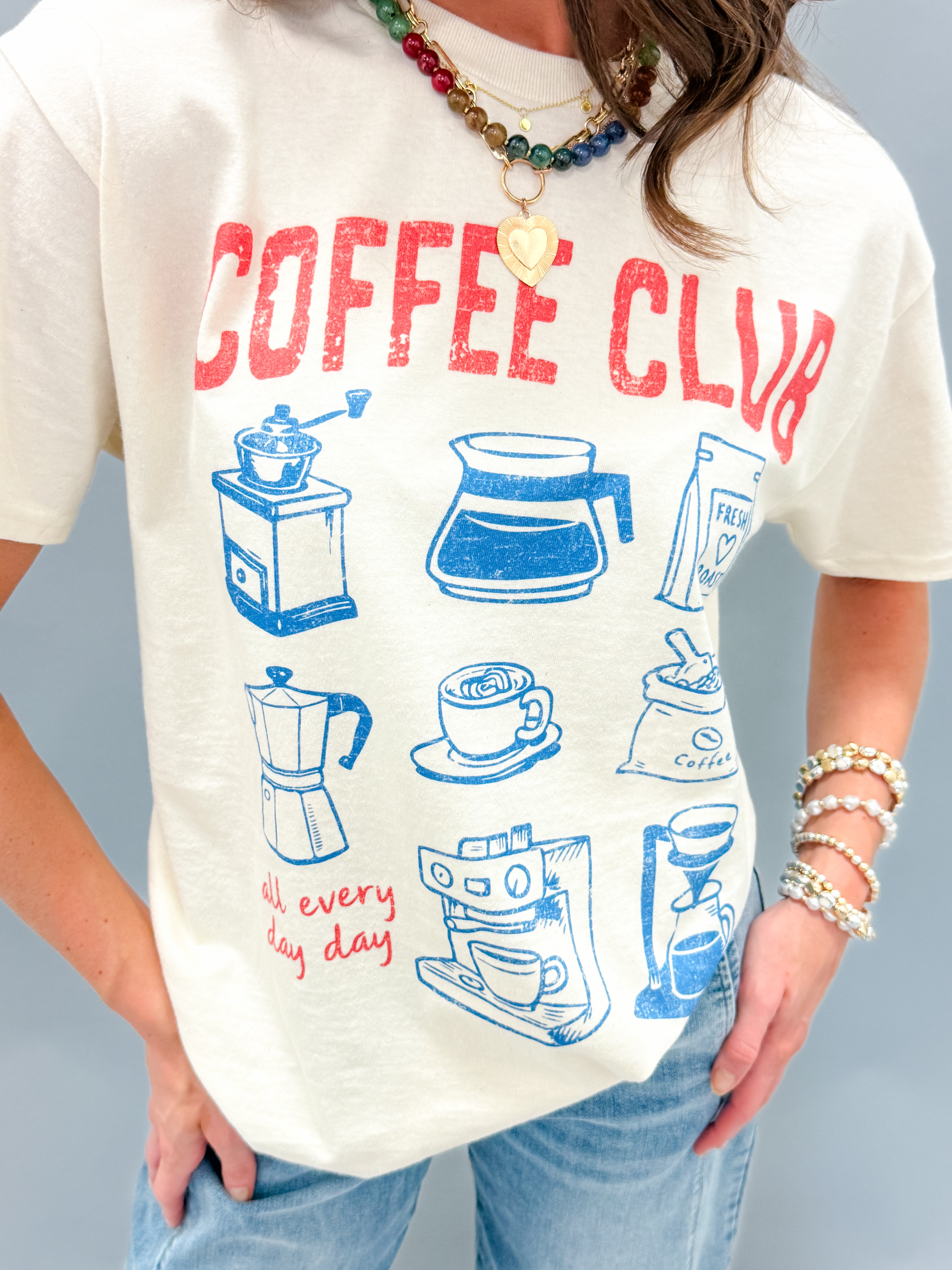 Coffee Club Oversized Graphic Tee